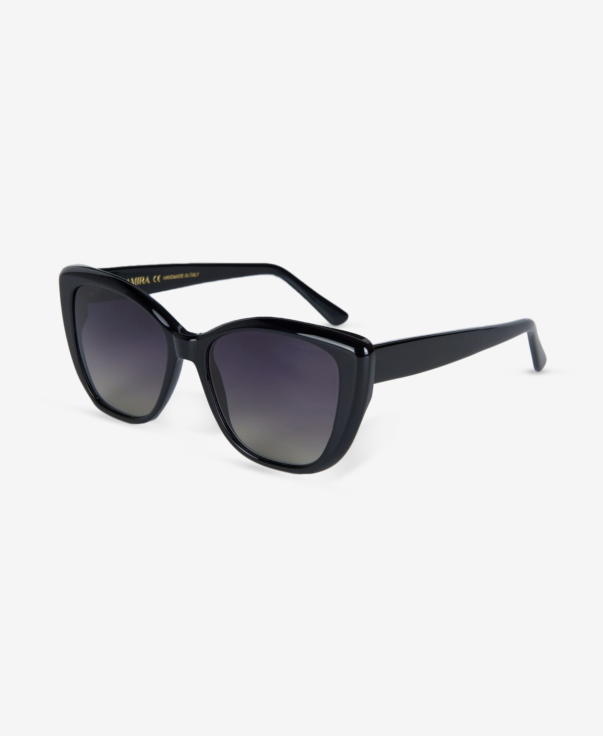 GLAMIRA Sonnenbrille Schmetterlingsförmige Glänzend Schwarze Damensonnenbrille (1-St) mit polarisierten Linsen