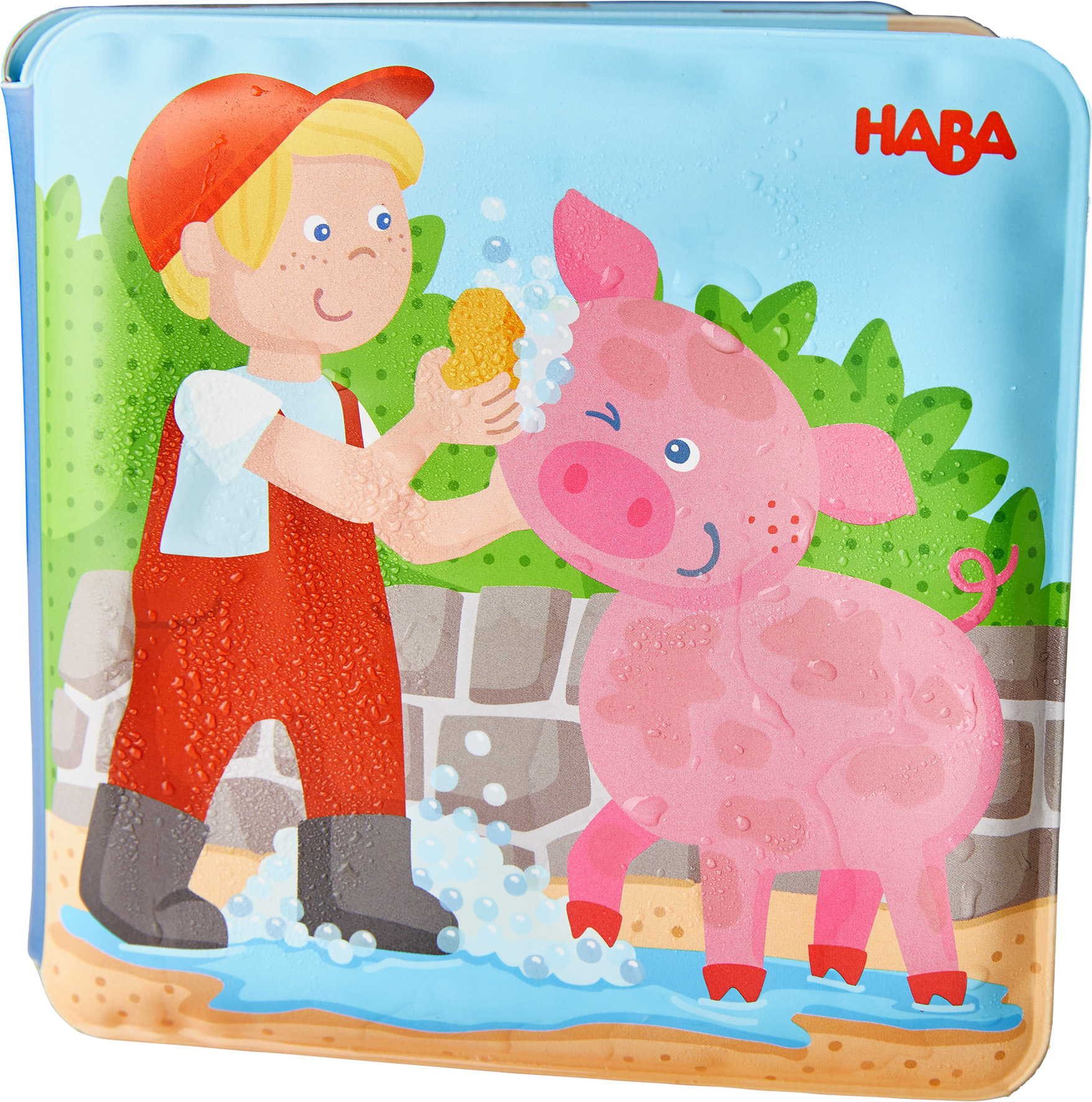 Haba Stoffbuch Babywelt Babyspielbuch Badebuch Waschtag bei Schwein & Kuh 2011705001