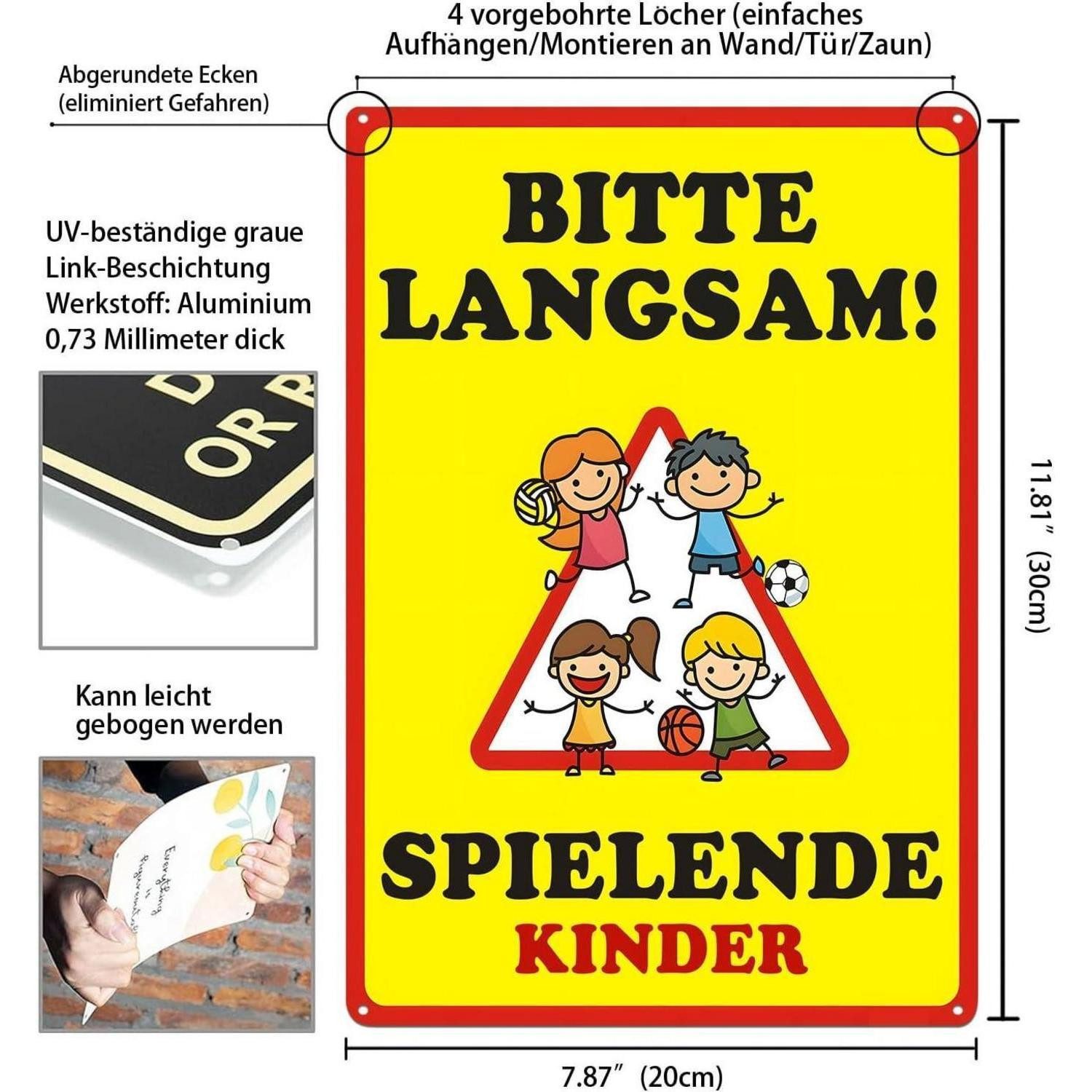LuxusKollektion Warnschild Warnschild Kinderspielplatz Vorsicht BITTE LANGSAM SPIELENDE KINDER