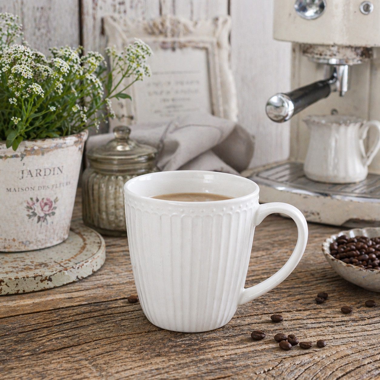 Greengate Tasse GreenGate Henkeltasse Alice Weiß