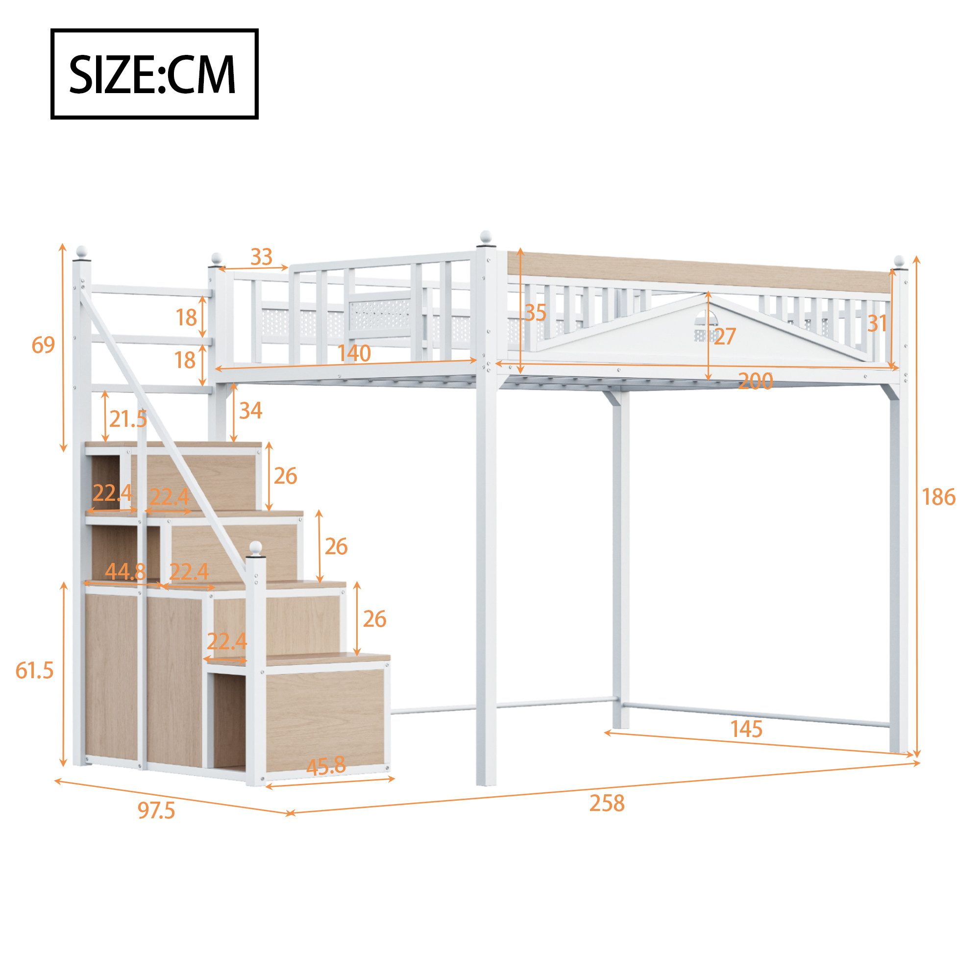 Merax Hochbett (1-St., Metall Etagenbett Jugendbett Loftbett) Kinderbett 14 günstig online kaufen