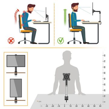 RICOO TS2111 Monitor-Halterung, (bis 32 Zoll, Tischhalterung Schwenkarm Monitorständer Bildschirm Halter schwenkbar)