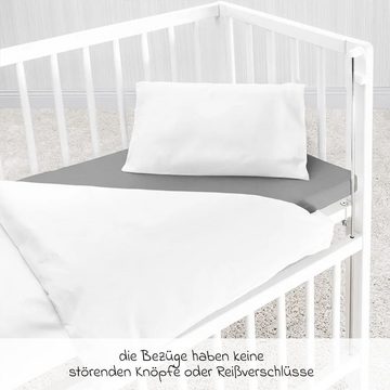 Kinderbettwäsche Uni Weiß, Makian, Baumwolle, Kinderbettwäsche 80x80 cm / 35x40 cm Deckenbezug, Kissenbezug