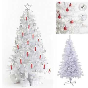 OZAVO Künstlicher Weihnachtsbaum XM008, Weiß Tannenbaum, Christbaum, Kunstbaum Weihnachten 150cm 400Spitzen