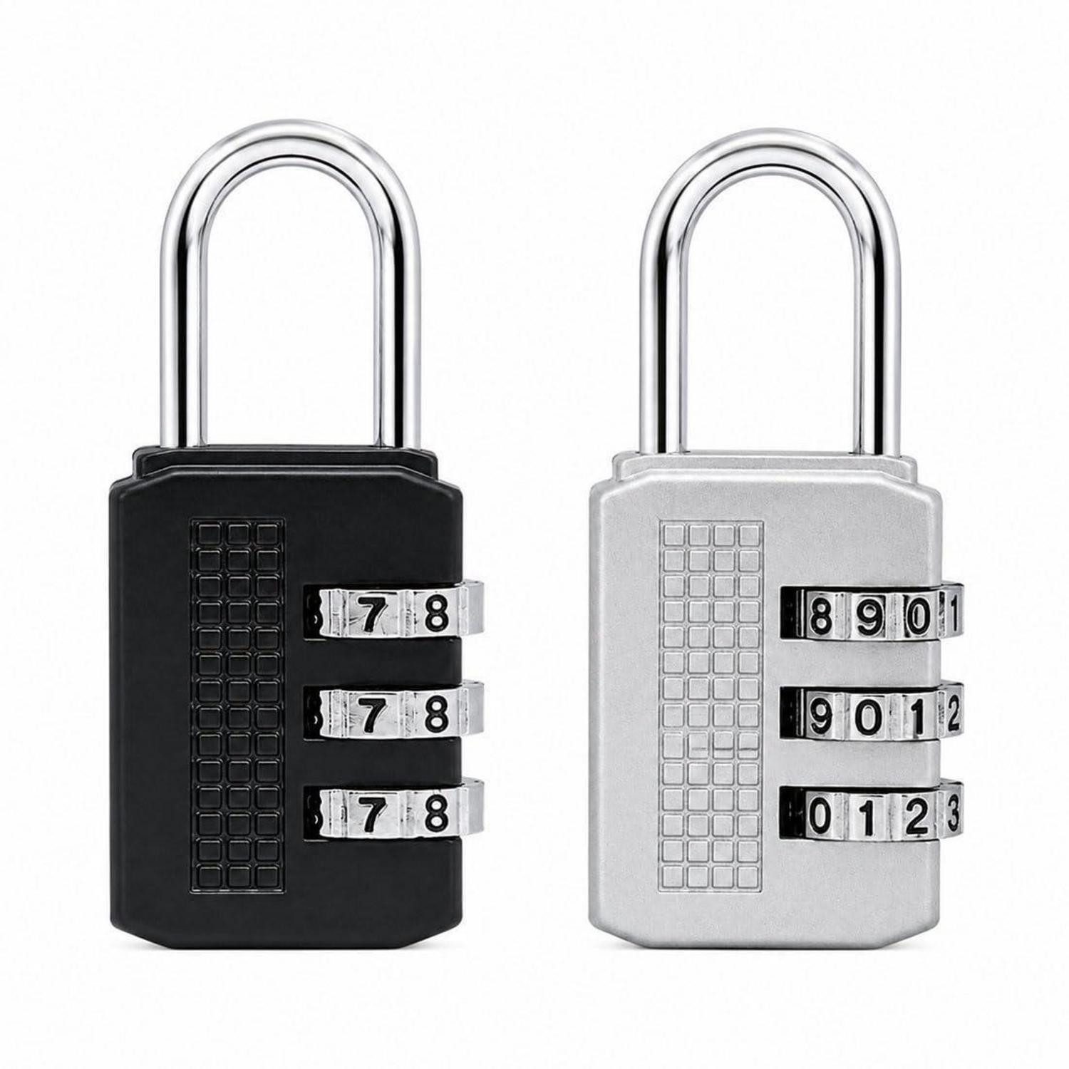 LuxusKollektion Vorhängeschloss Vorhängeschloss 20mm 3-stellig silber/schwarz 2er Set