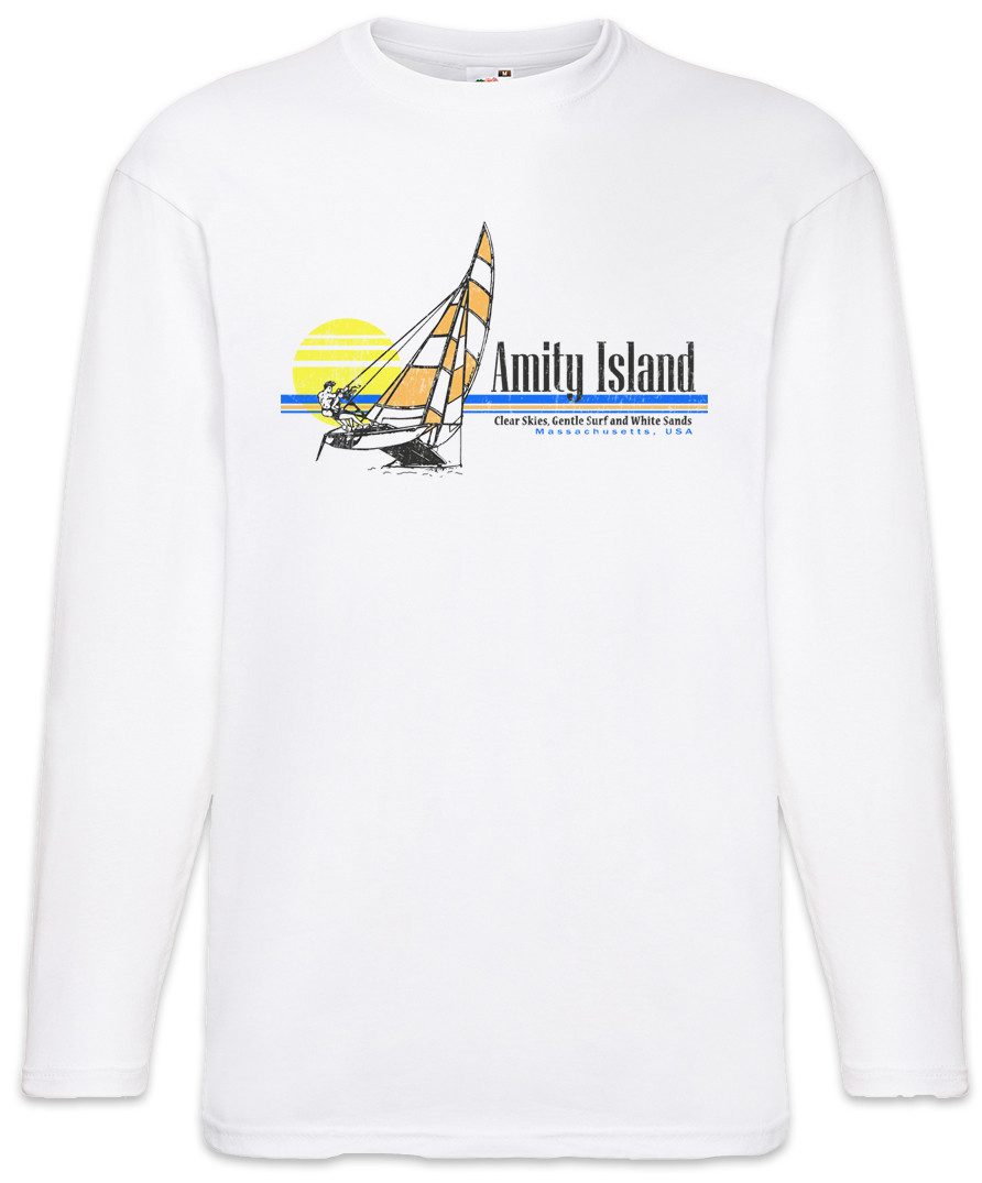 Langarmshirt Amity Island Surfing II Langarm T-Shirt White Shark Great Boat Jaws