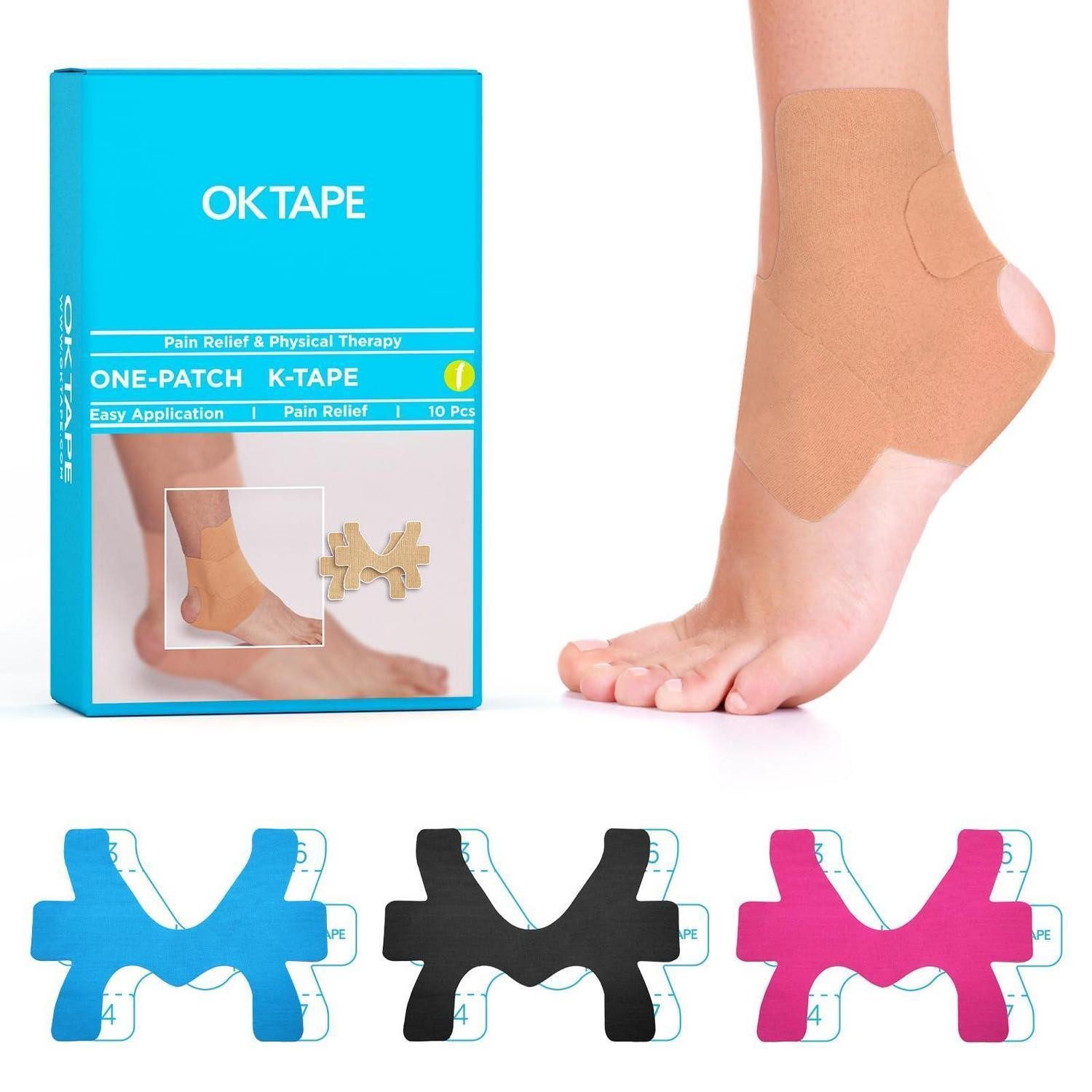 LuxusKollektion Kinesiologie-Tape Knöchelbandage Kinesiologieband KTape Patches 10 Pcs Beige