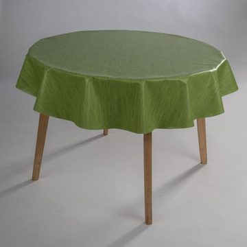 laro Tischdecke Wachstuch-Tischdecken Grün Leinenoptik Rund 140cm