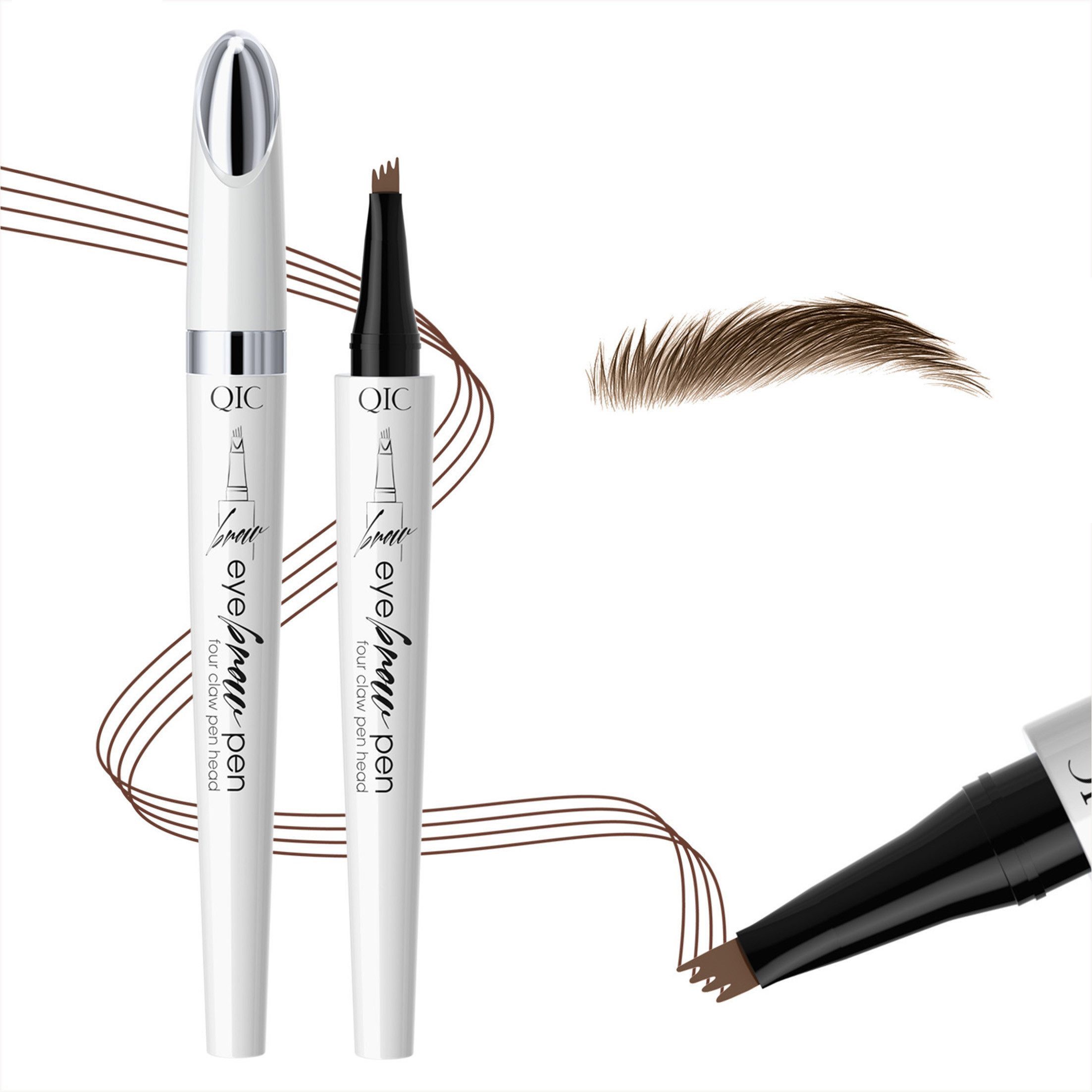 KINSI Augenbrauen-Stift Augenbrauenstift mit 4-in-1 Mikrogabel-Spitze für Natürlich Brauen, Langzeit-Haltbar,Einfache Anwendung für präzise Augenbraue-Imitatio