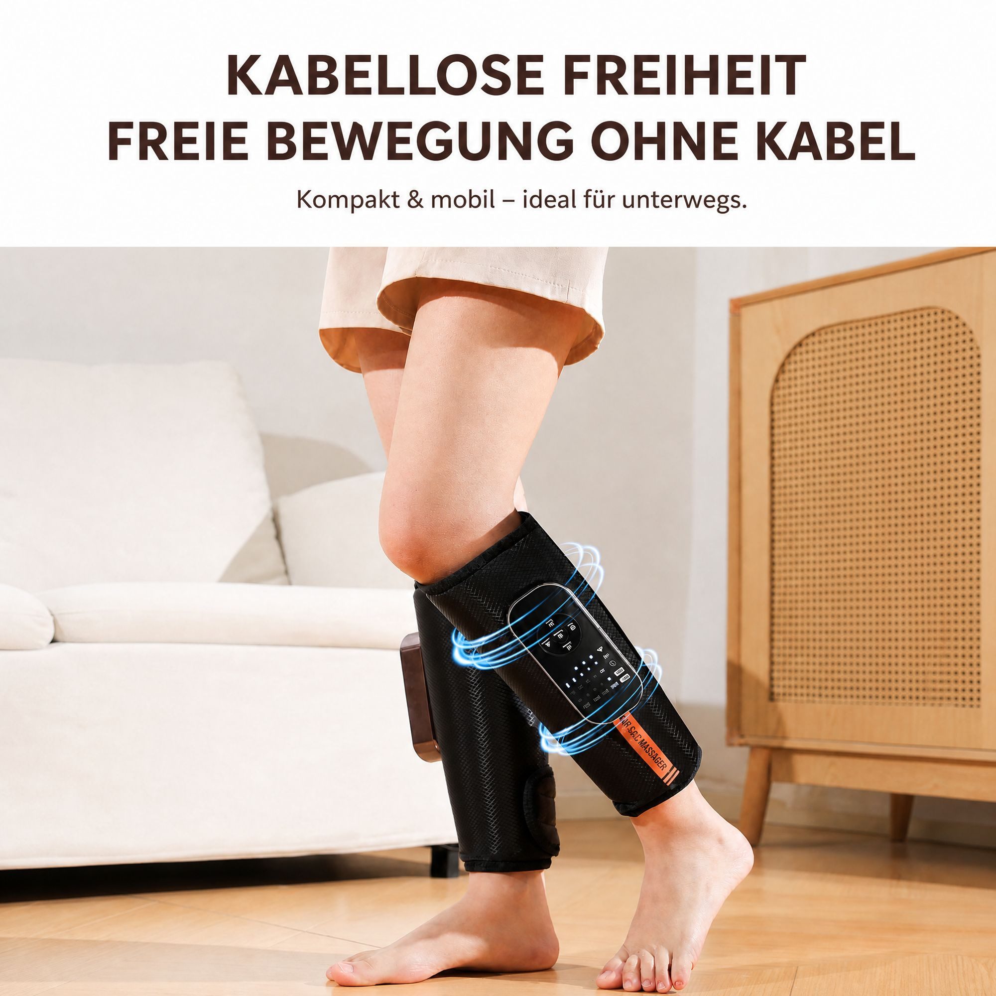 BBG Massagegerät Wadenmassagegerät 2er-Set mit Wärme, Luftkompression und Vibration, 5 Intensitätsstufen, 3 Temperaturstufen, LCD-Display, kabellos, für Waden u – Bild 5 von 5