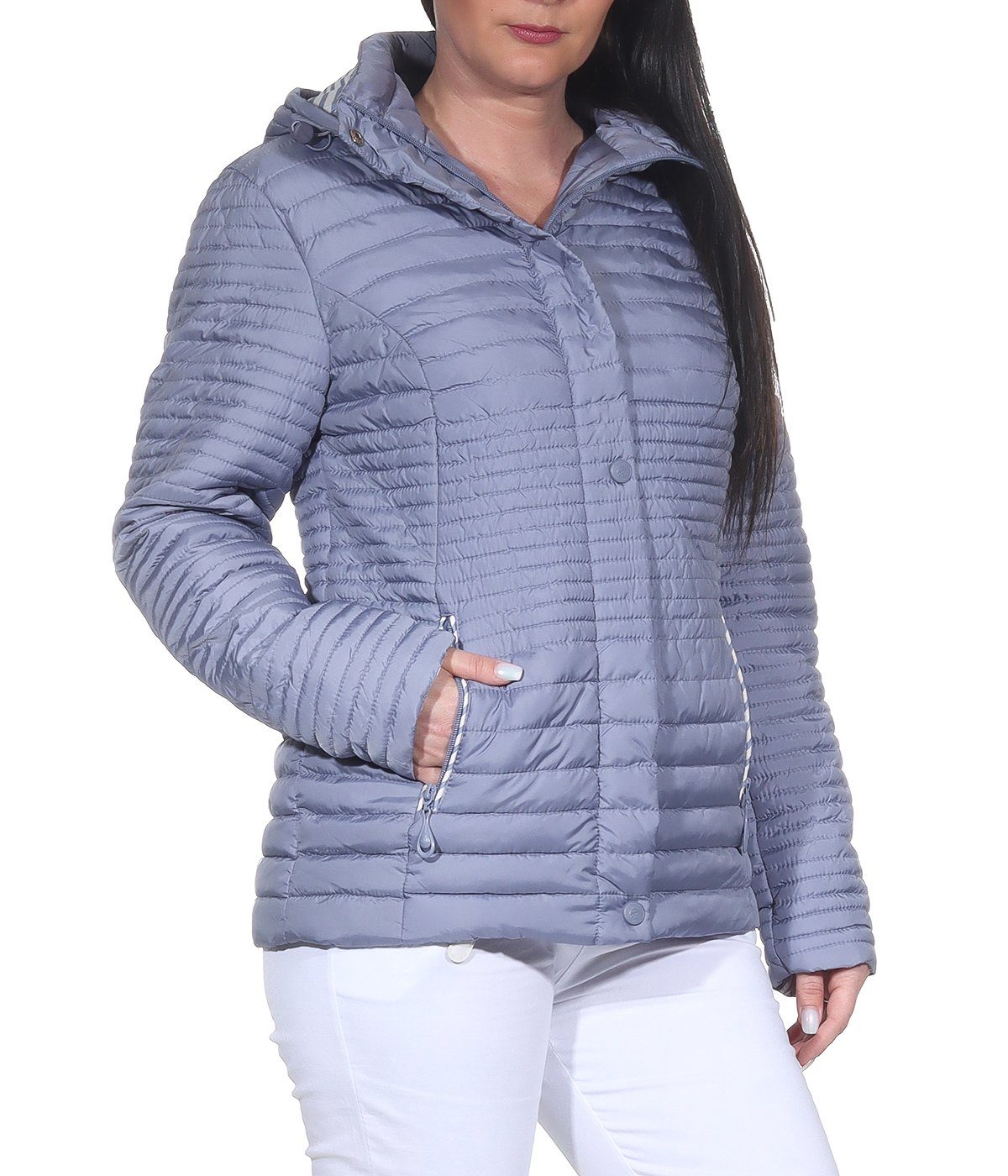 Aurela Damenmode Steppjacke Damen Übergangsjacke Steppjacke Ultraleicht Outdoor Jacke abnehmbare Kapuze