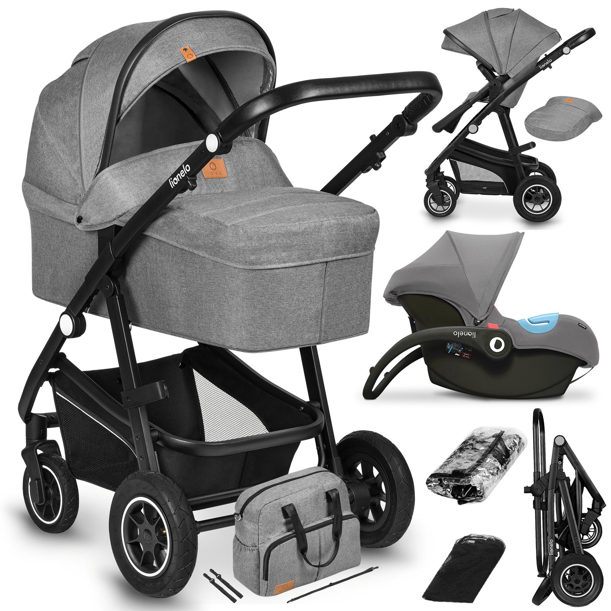 lionelo Kombi-Kinderwagen BIANKA 3 IN 1, Erschwinglicher, hochwertiger Kinderwagen