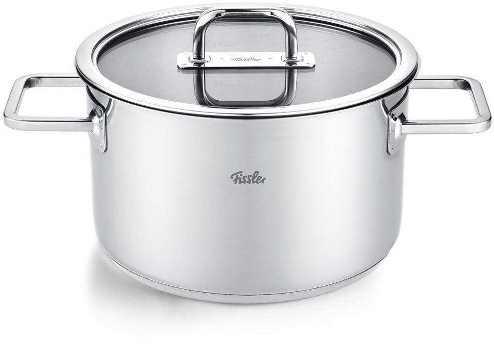 Fissler Kochtopf Viseo® Pro, Edelstahl 18/10 (1-tlg), Edelstahl-Kochtopf mit Glasdeckel und Superthermic Boden