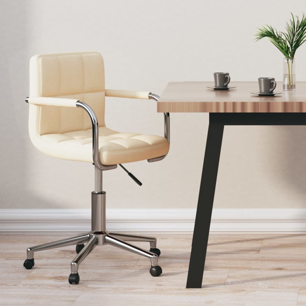 furnicato Bürostuhl Drehbarer Creme 48x47x(74,5-86) cm mit Stoffbezug (1 St), Höhenverstellbarer Schreibtischstuhl mit Gasdruckfeder und Rollen