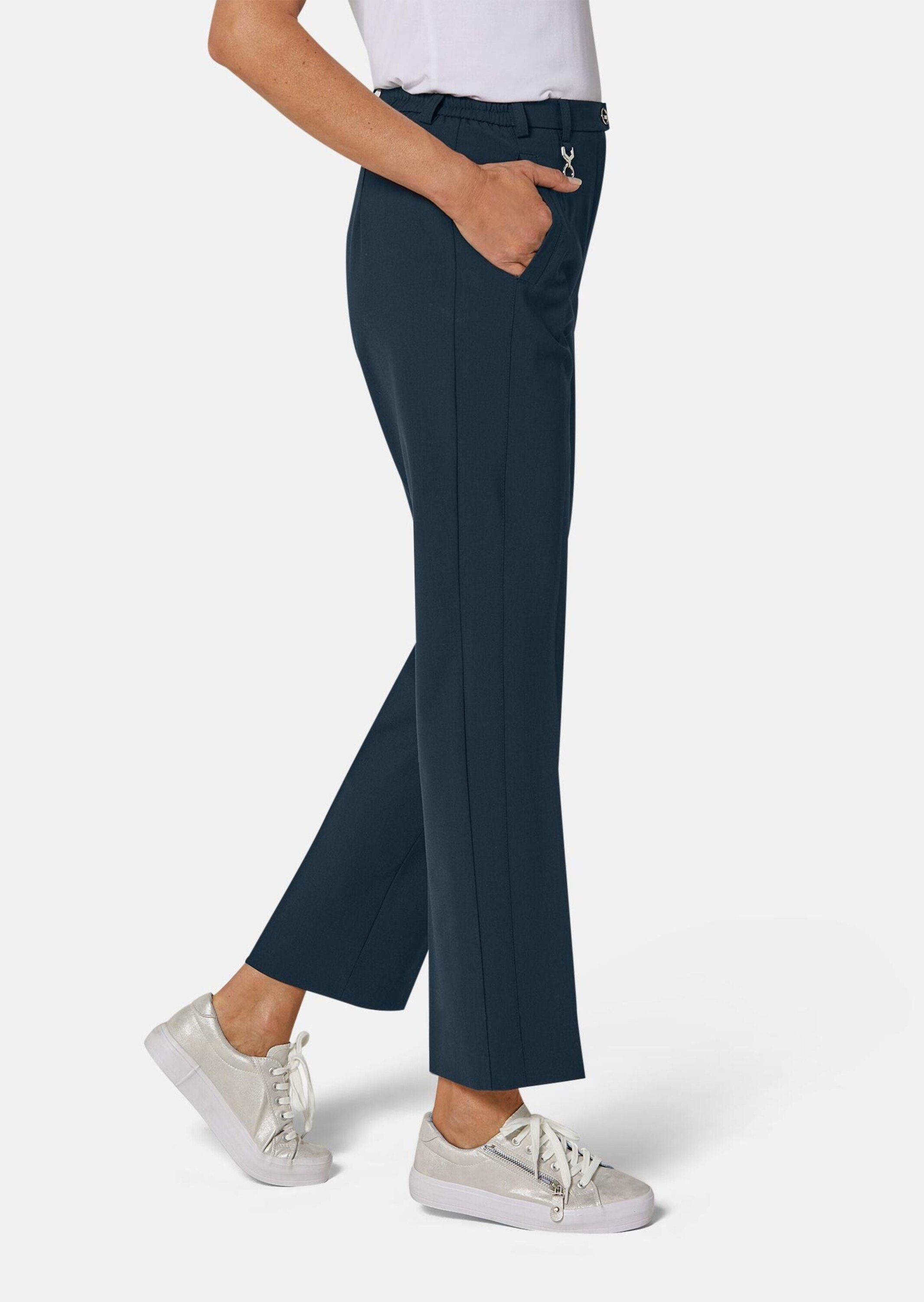 GOLDNER Stoffhose Elegante Stretchhose mit Bügelfalten Klassische Wollhose mit Teil-Dehnbund, Taschen und Knöchellänge
