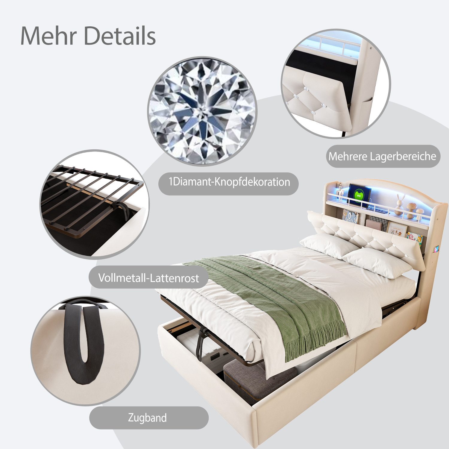 OKWISH Kinderbett Polsterbett mit Stauraum & günstig online kaufen