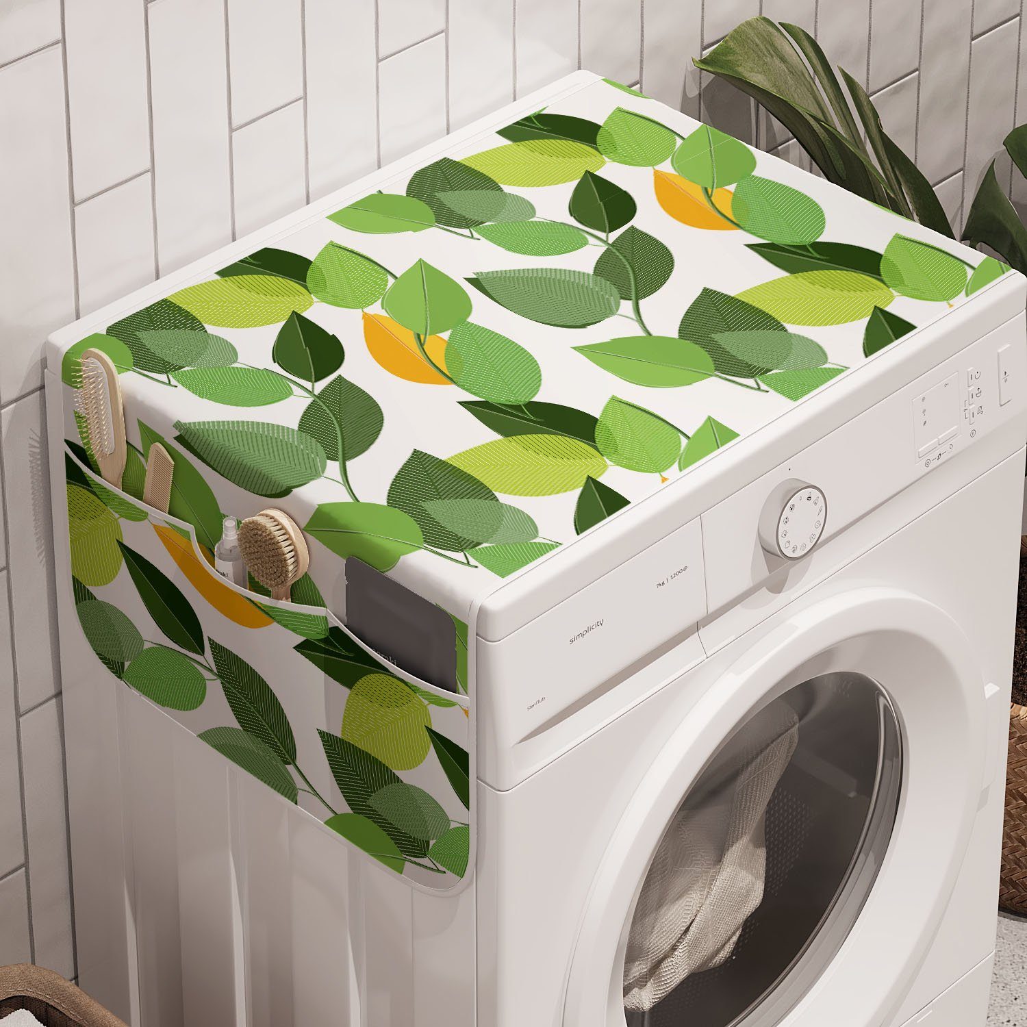 Trockner, Blätter und Abakuhaus Badorganizer Laub Anti-Rutsch-Stoffabdeckung für Mutter Waschmaschine Natur