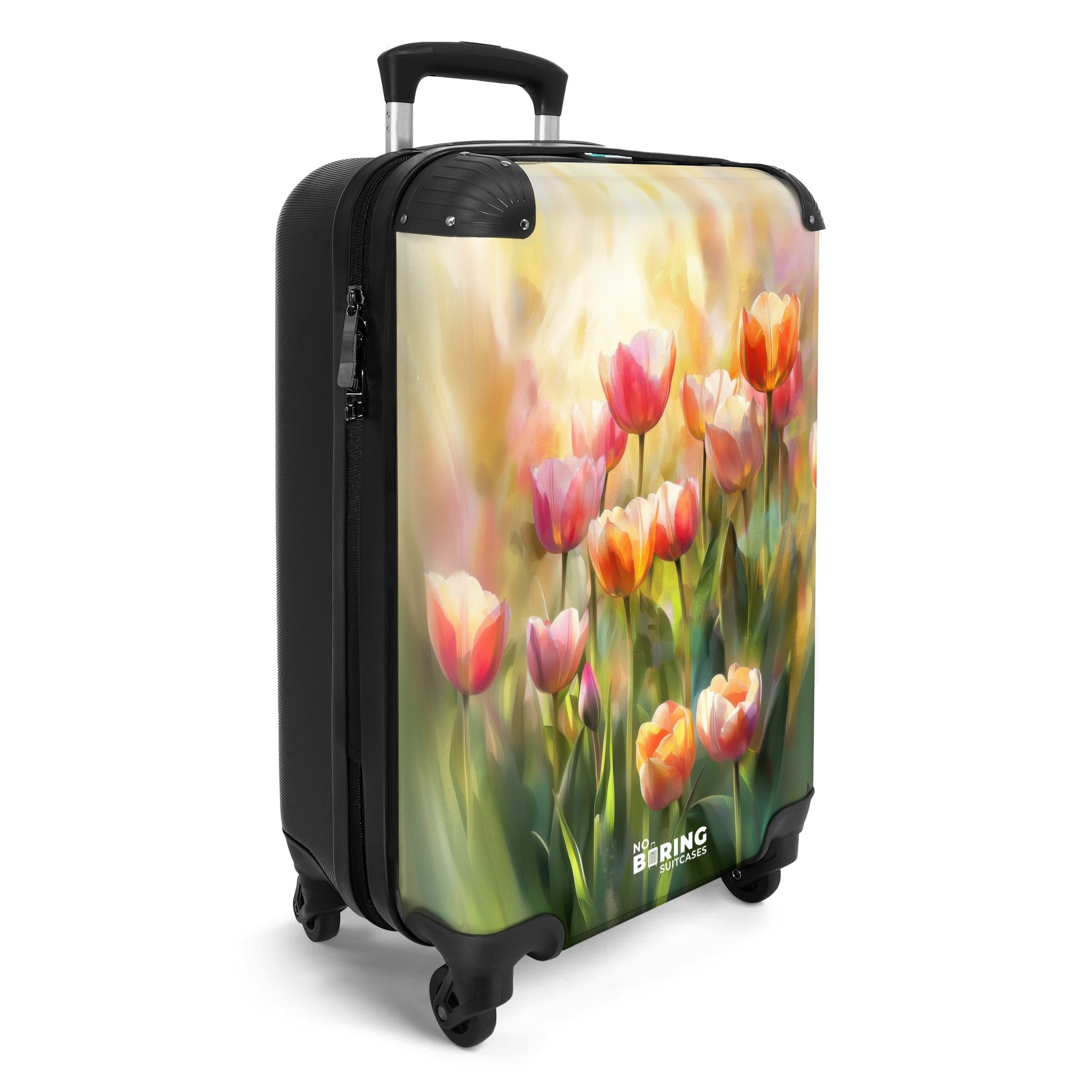 NoBoringSuitcases.com© Hartschalen-Trolley Tulpen mit sanftem blassgelben günstig online kaufen