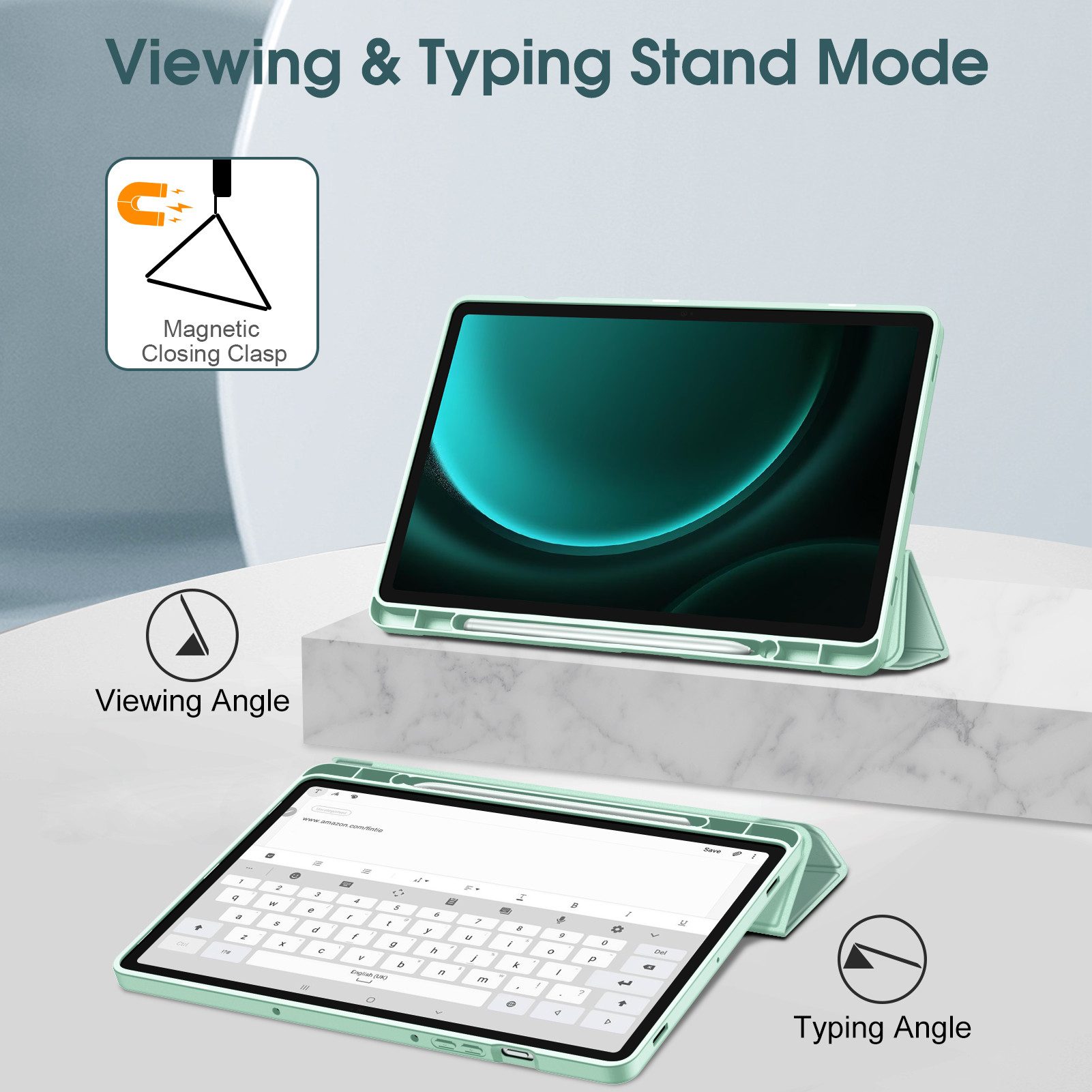 Fintie Tablet-Hülle für Samsung Galaxy Tab S10 Lite/S10 FE/S9 FE 10.9" & S9 11" Tablet, Dünne Soft TPU Rückseite Abdeckung mit Stifthalter, Auto Schlaf/Wach – Bild 4 von 5