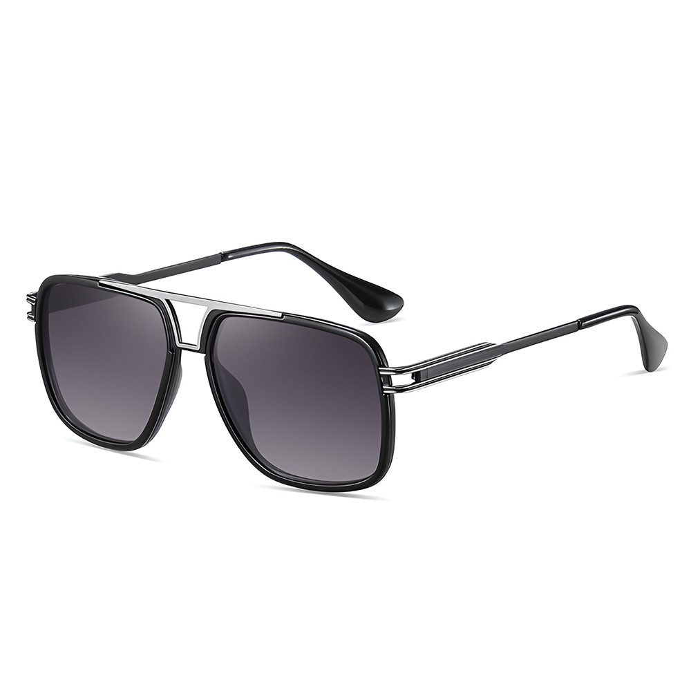 Sonnenbrille Herren UV Schutz Doppelbalkenrahmen Oversized Metall Outdoor