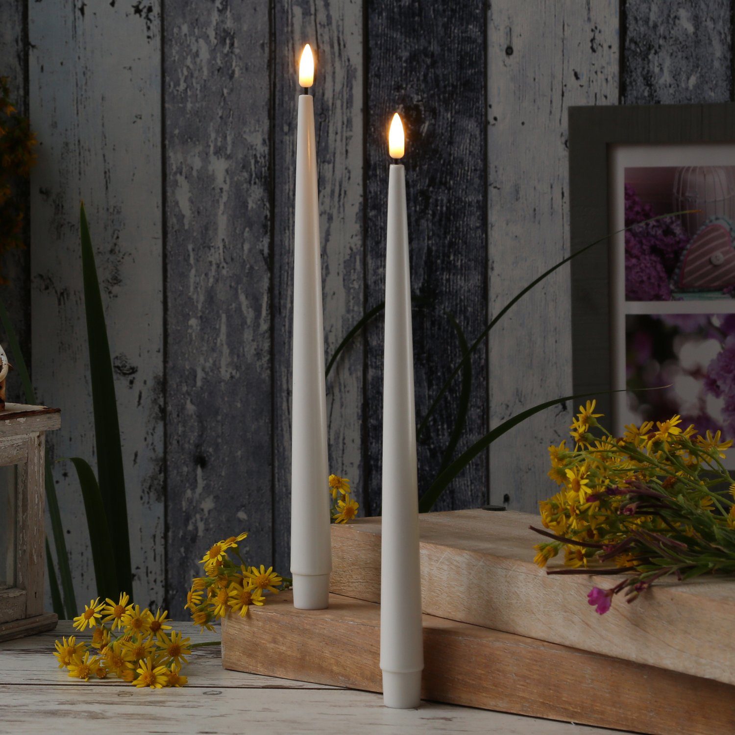 Deluxe Homeart LED-Kerze LED Stabkerzen ELLA Deluxe Lack Tafelkerze flacker günstig online kaufen