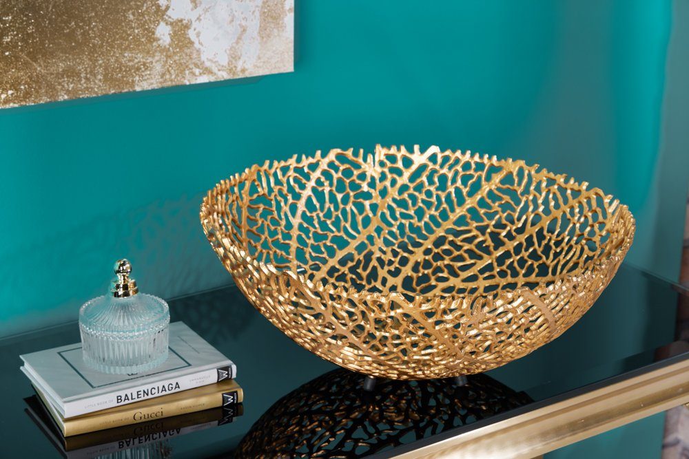 riess-ambiente Dekoschale ABSTRACT LEAF 45cm gold (Einzelartikel, 1 St), Wohnzimmer · Metall · Handarbeit · Modern Design