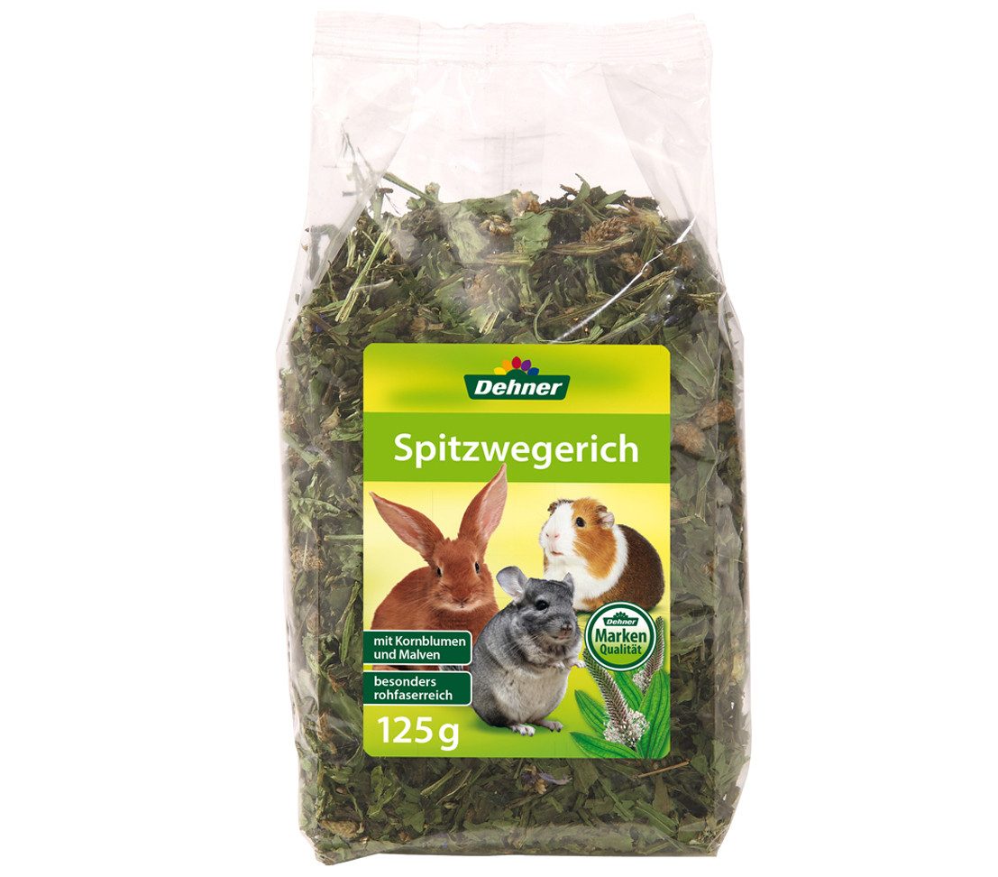 Dehner Spitzwegerich für Zwergkaninchen / Nager, 6 x 125 g Löwenzahn, Ergänzungsfutter für: Nager, Kleintiere, rohfaserreicher Nagersnack