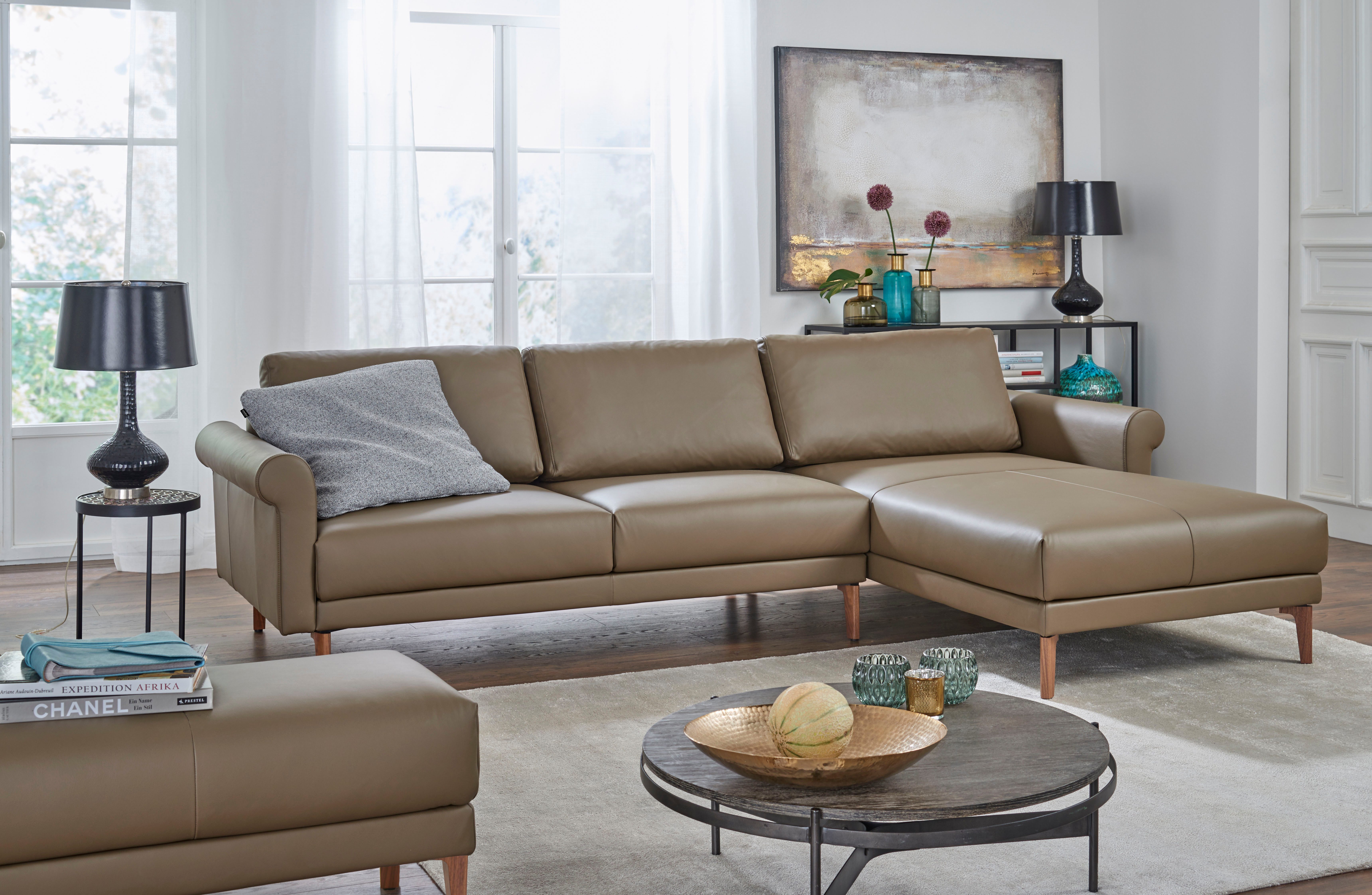 Creation BY ROLF BENZ Ecksofa CR.450, Designecksofa, Polsterecke, L-Form, 282/178 cm (B/T), abgerundete Armlehne Schnecke, modern Landhaus, Leder oder Chenille