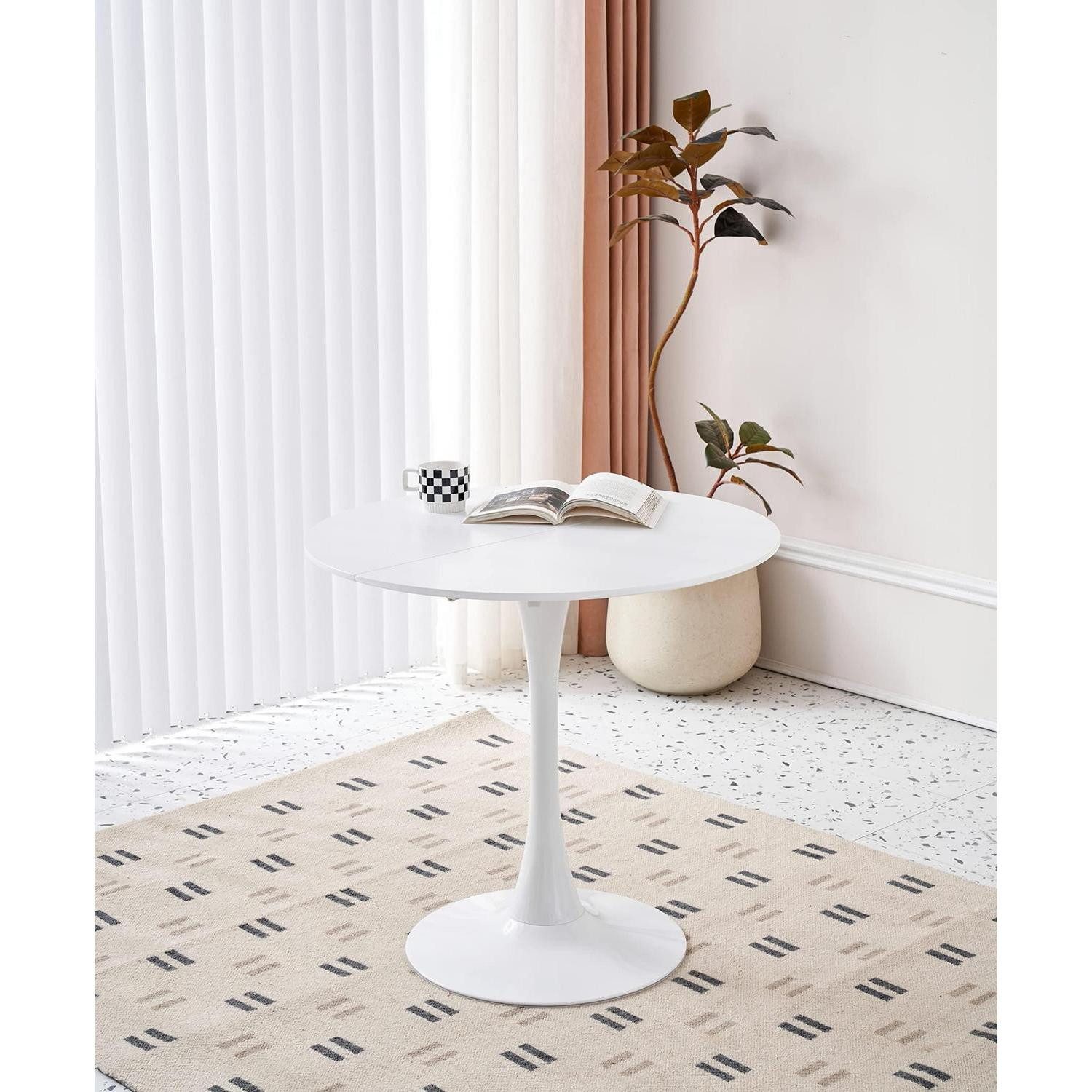 LuxusKollektion Säulen-Esstisch Esstisch rund Küche Esszimmer Büro 80cm 75cm Weiß