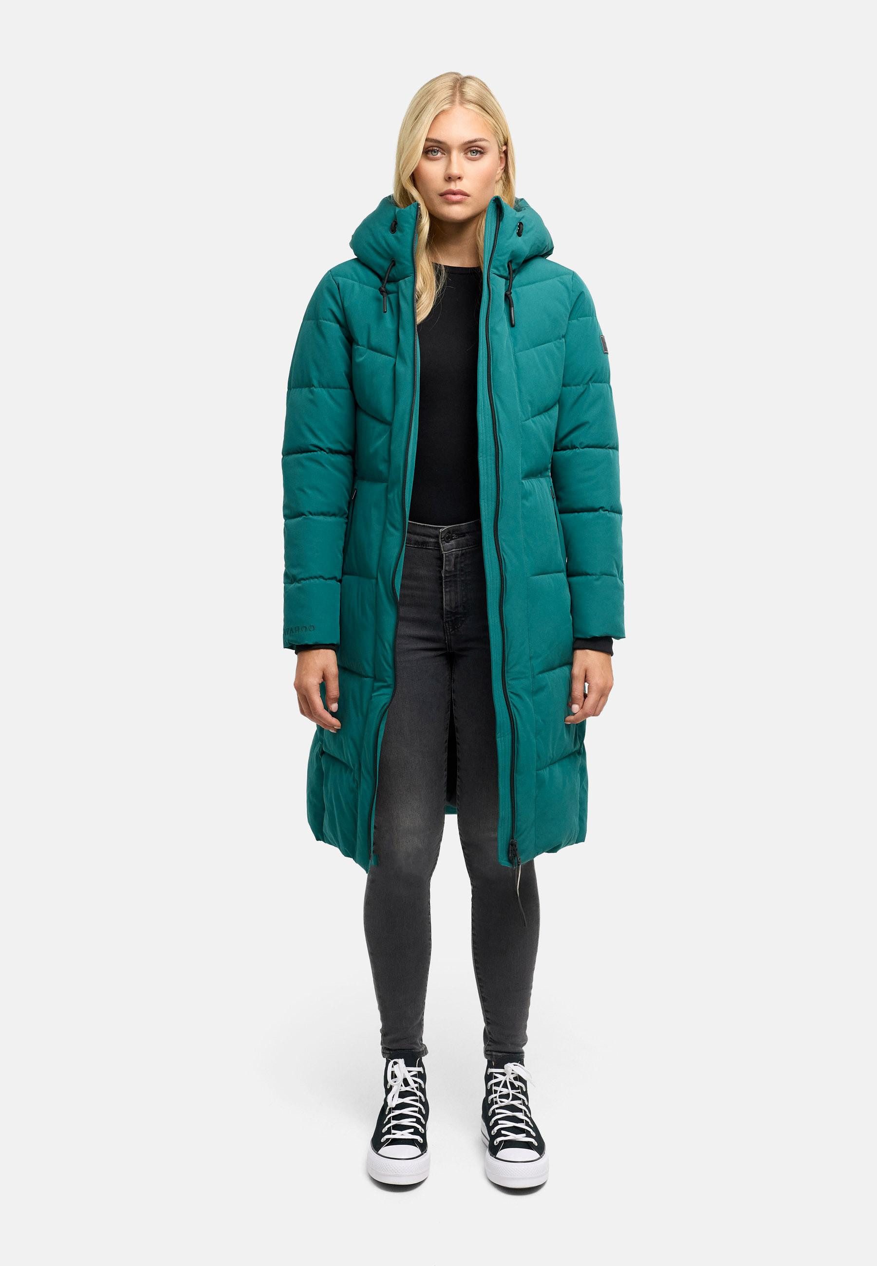 Navahoo Steppmantel Schokokuss XIV Warmer Damen gesteppter Wintermantel mit Kapuze – Bild 2 von 5