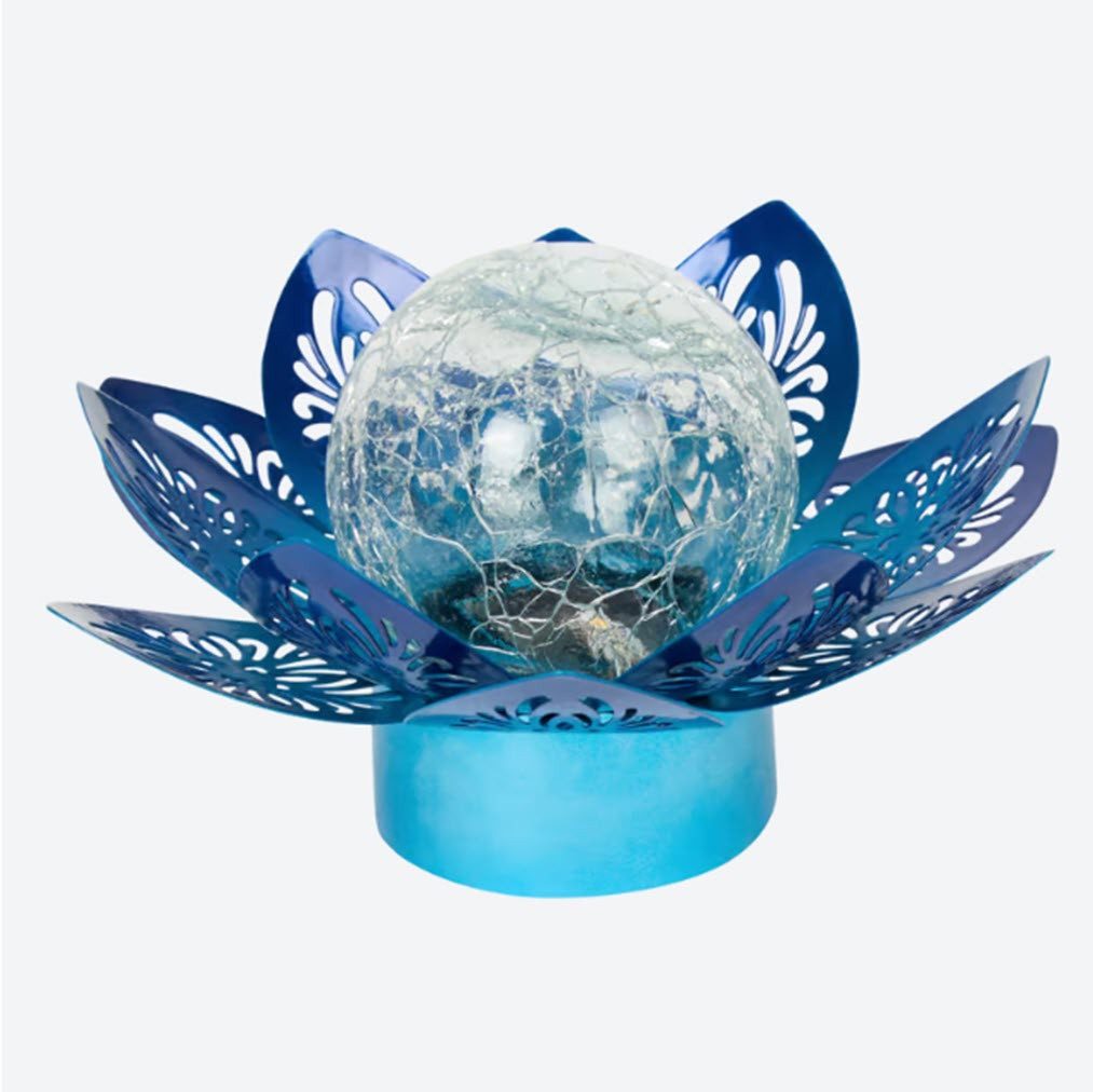 ZD Trading LED Solarleuchte Solarlampe Lotus Metall 17 x 17 x 9,5 cm