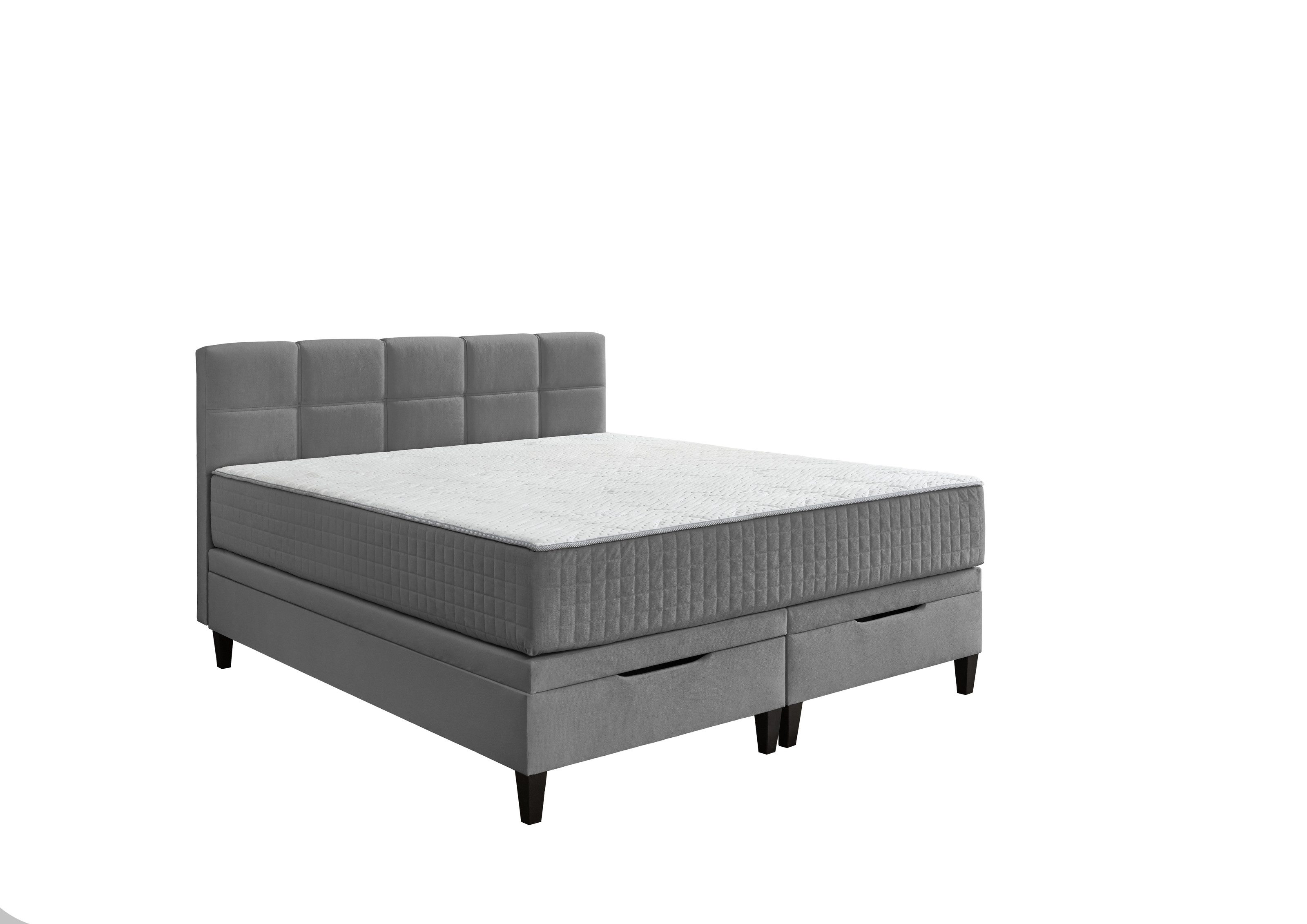 möbelando Boxspring Bed TraumZeit, incl. reversible 7-zone TTFK mattress & topper - 180x200 cm anthracite