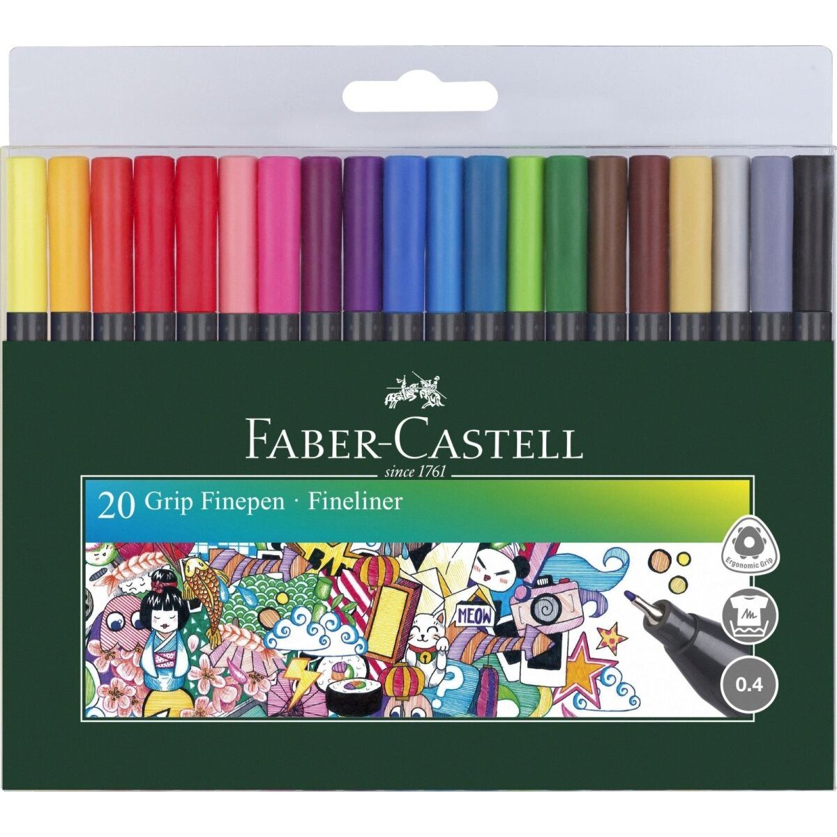 Faber-Castell Fineliner Finepen Grip 0,4 sortiert VE=20 Stück