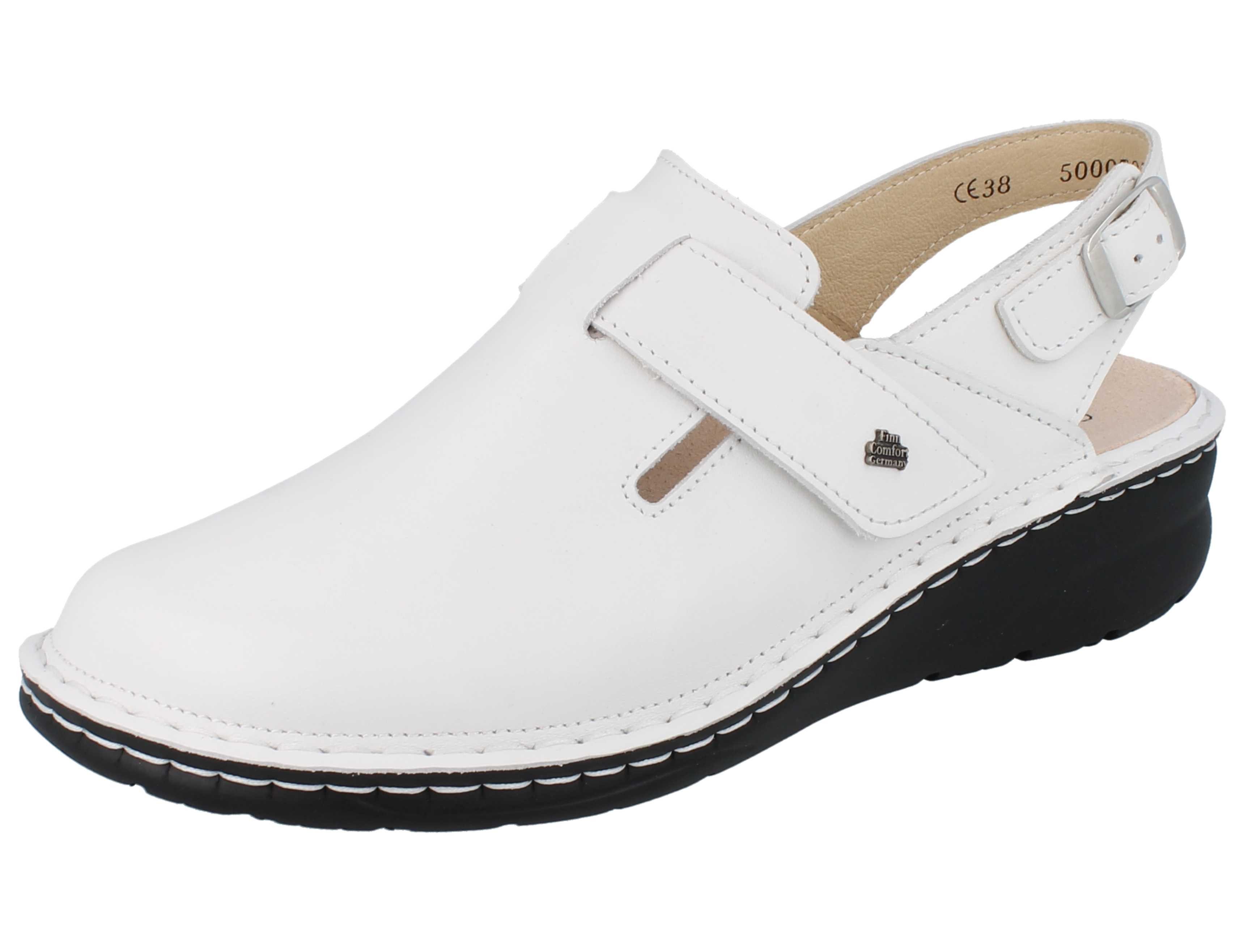 FINN COMFORT Aveiro Damen Clog antistatic weiss Glattleder - Größe: Clog