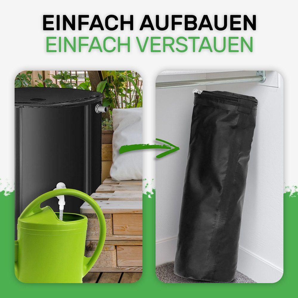 Melko Regentonne Regenwassertank faltbar Regenfass Wassertank Regenwassertonne, 380 l, (Stück, Stück), inkl. 2 Meter Wasserschlauch mit Anschluss – Bild 5 von 5