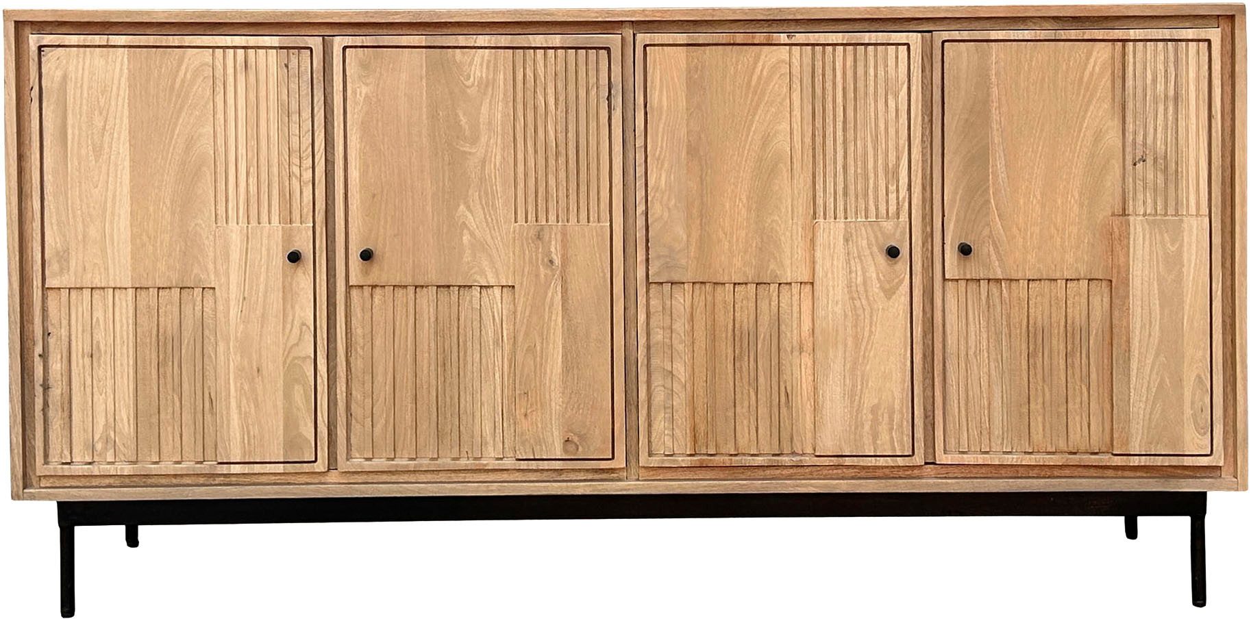 SIT Sideboard Kommode – Lamellen‑Front & kunstvolle Schnitzereien aus Massivholz (1 St), Massives Sideboard mit Lamellen‑Front & kunstvollen Holzschnitzereien