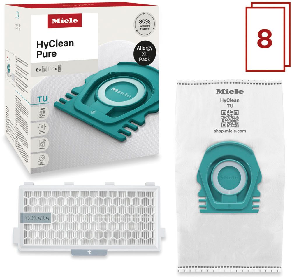 Miele Staubsaugerbeutel XL-Pack Allergy Staubsaugerbeutel HyClean Pure TU, passend für Miele, 9 St., Miele Original Zubehör