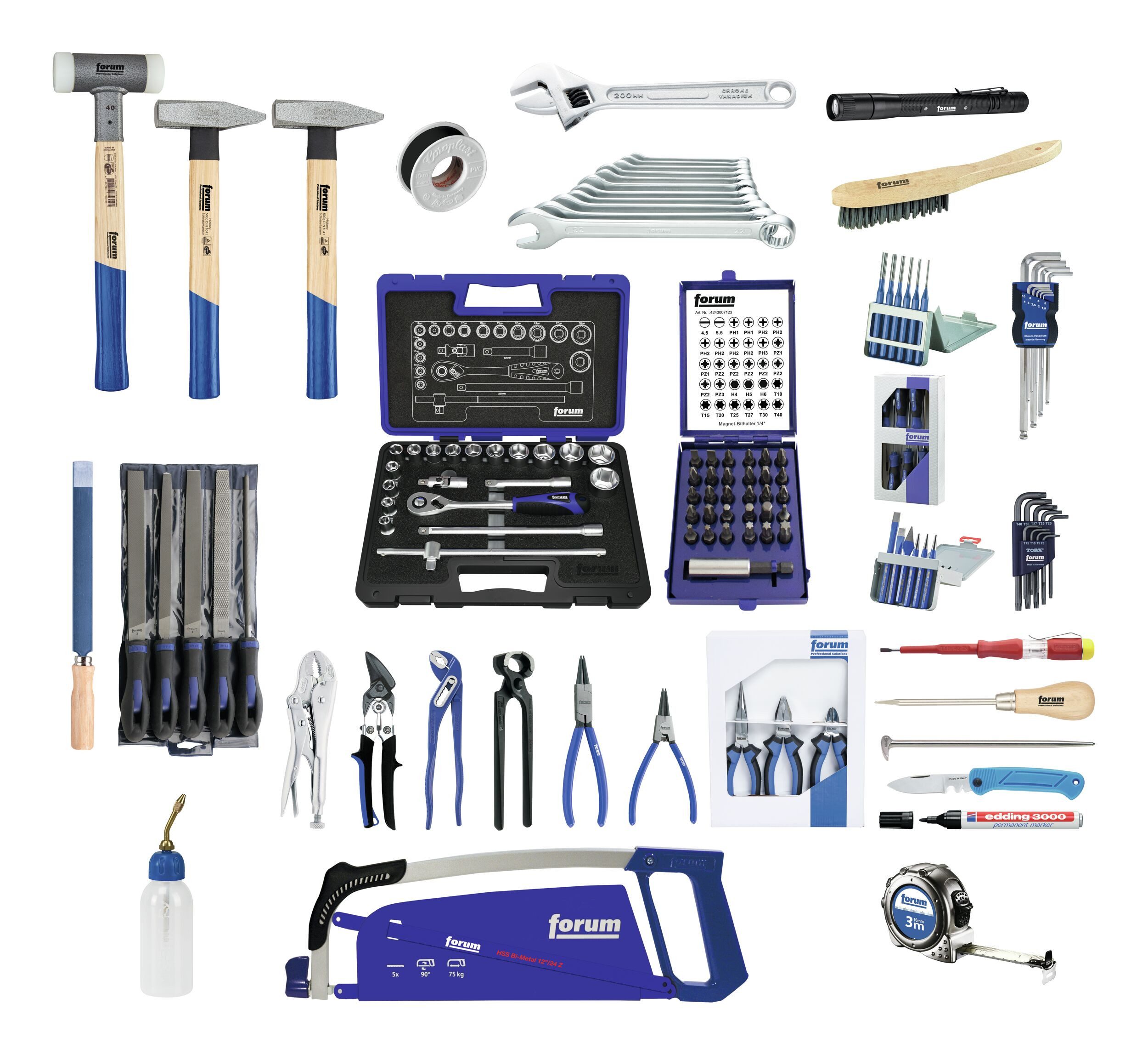 forum® Werkzeugset, (129-tlg), Montage-Werkzeugsatz in Tasche