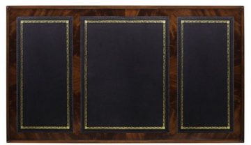 Casa Padrino Schreibtisch Luxus Jugendstil Mahagoni Schreibtisch mit 3 Schubladen Dunkelbraun / Schwarz / Gold 126 x 73 x H. 75 cm - Büromöbel - Luxus Qualität