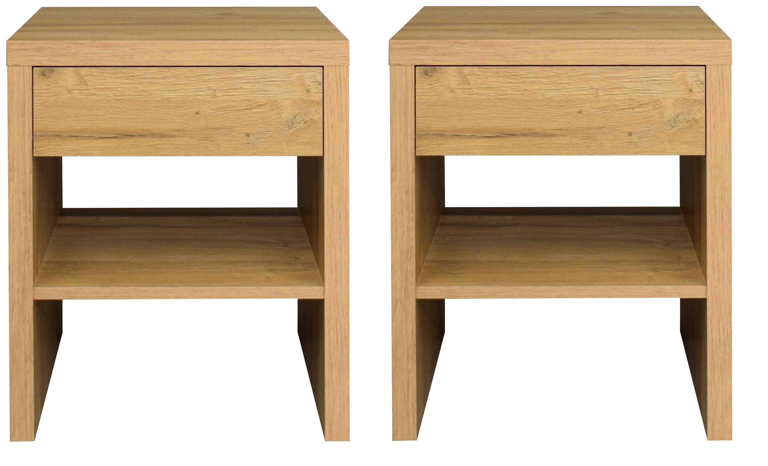 freiraum Nachtkommode Five, (2er-Set) in Eiche sanremo hell - 44x52x36 (BxHxT)
