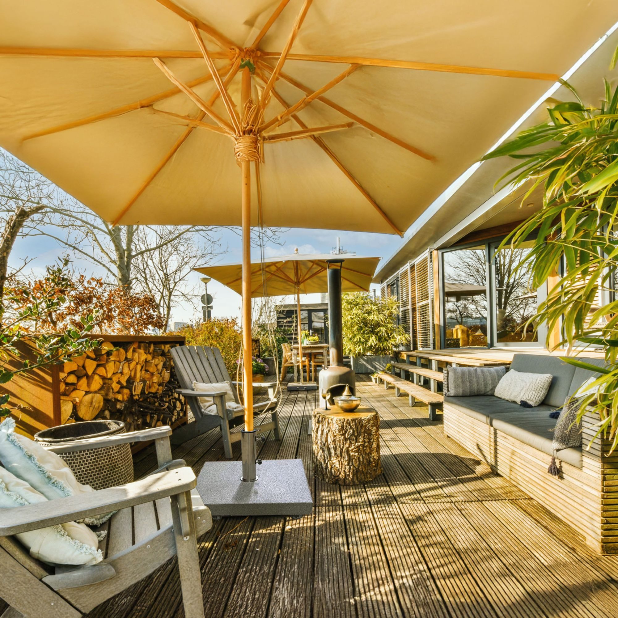 doppler® Kunststoffschirmständer Doppler Universalplatte Vario mit Rollen und Standrohr für