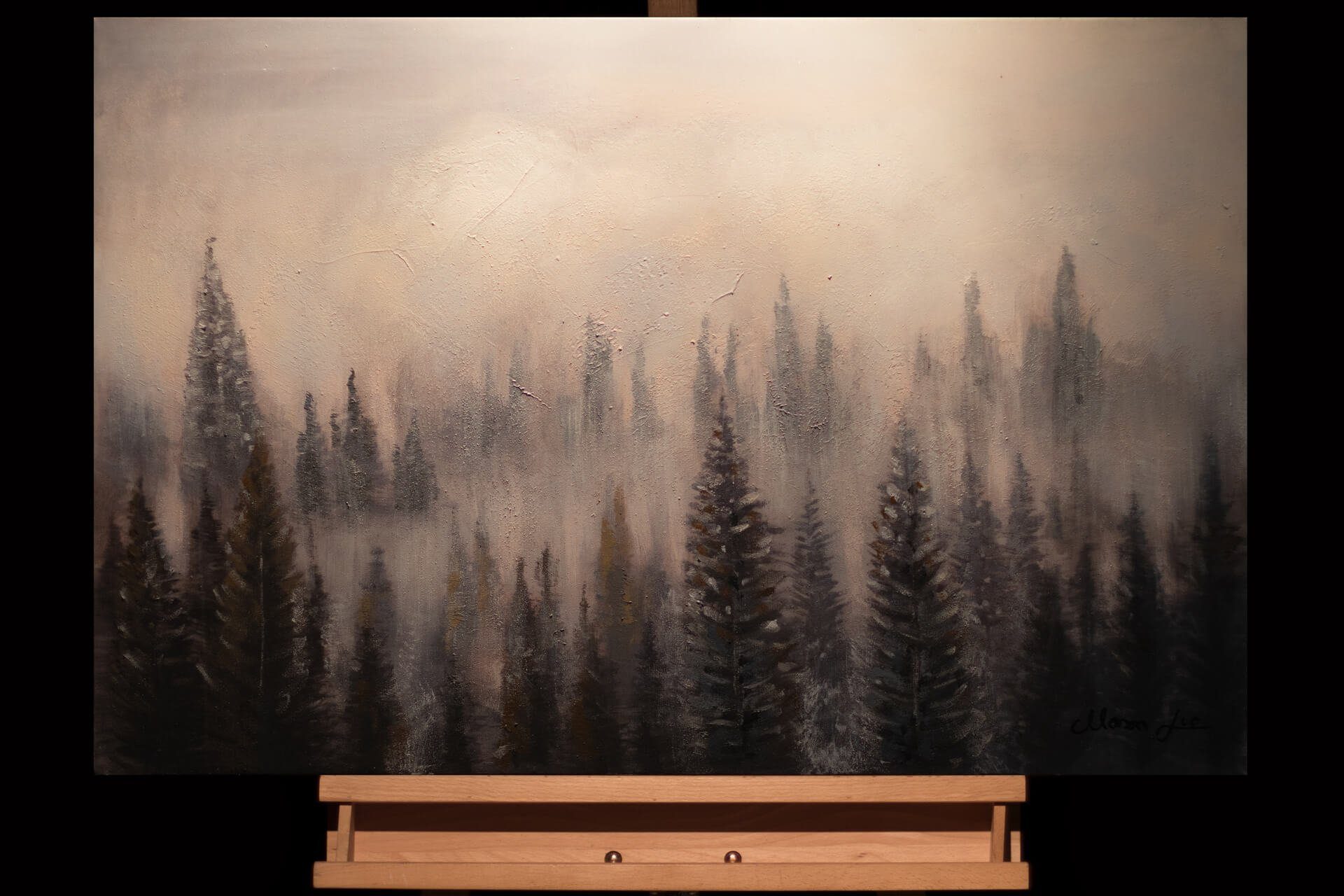 Waldes Gemälde 90x60 Zauber 100% Wandbild cm, des HANDGEMALT KUNSTLOFT Leinwandbild Wohnzimmer