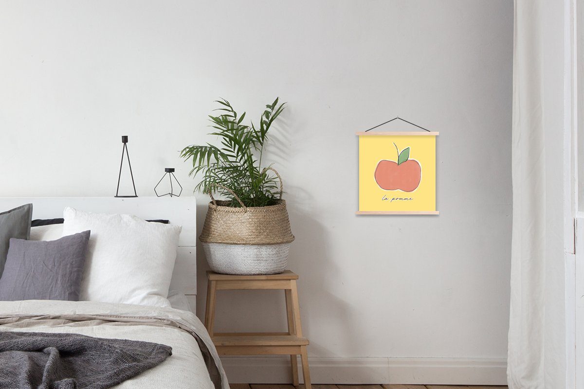 (1 Wohnzimmer, Text, MuchoWow St), Magnetisch Textilposter Apfel - Obst Bilderleiste, Posterleiste, - Poster für