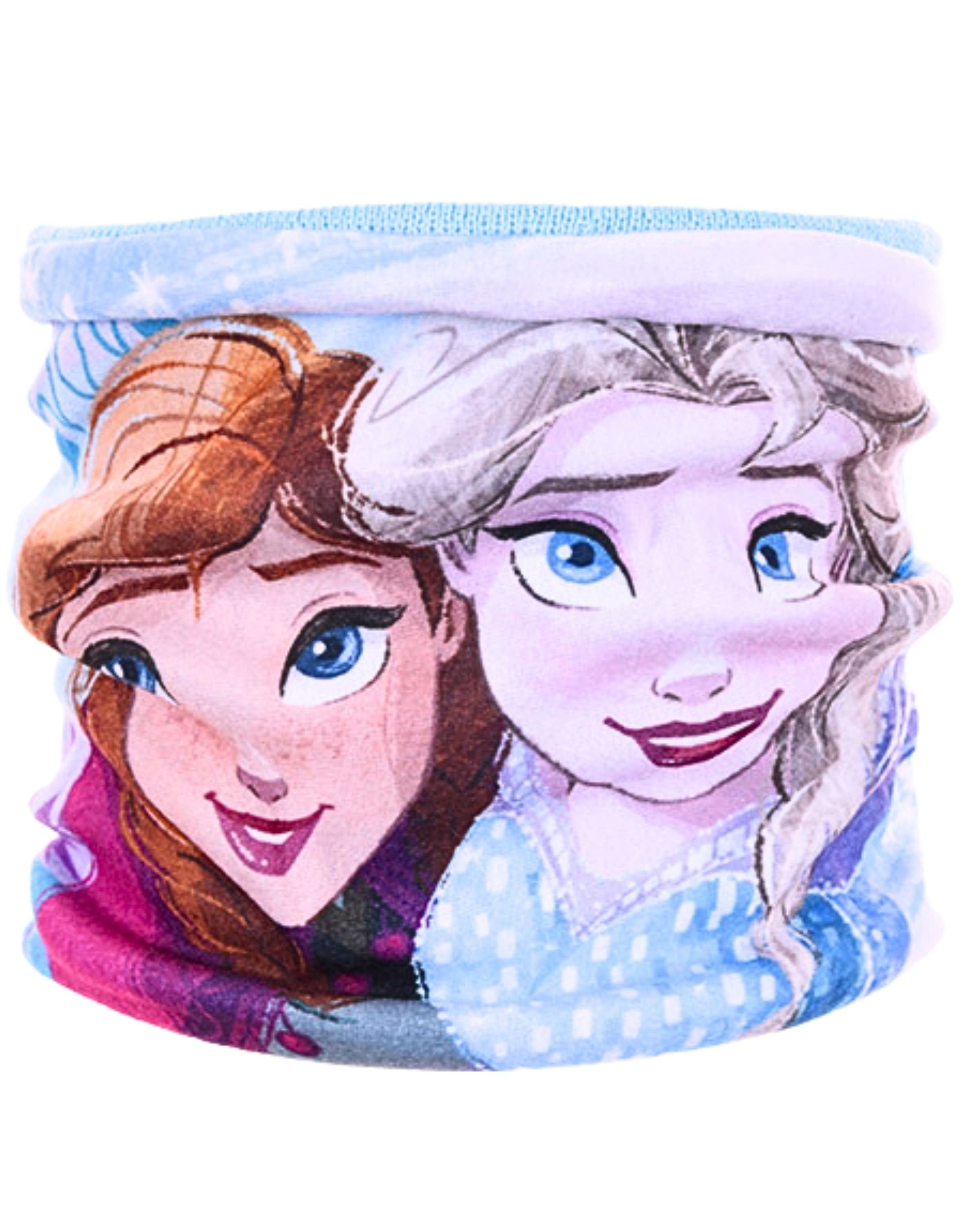 Disney Winter-Set Beanie Mütze, Frozen Mädchen & Anna 54 Elsa (3-St) Handschuhe Hellblau cm 52, Gr. Schlauchschal,