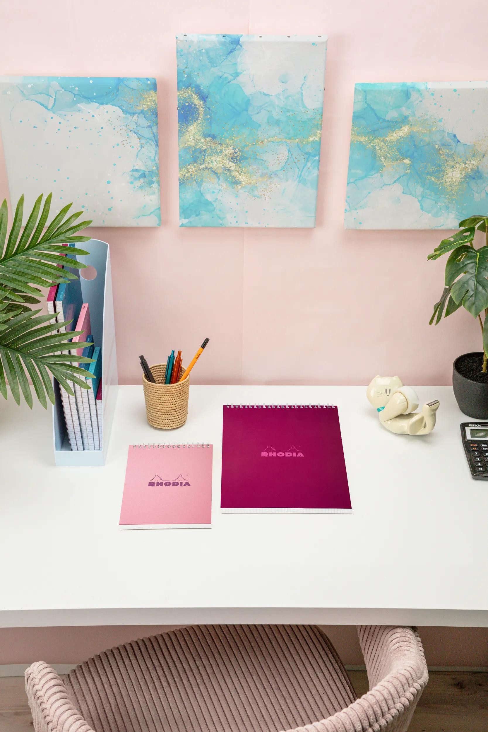 Rhodia Notizheft 5x Rhodia Block A5 Rosa Lin 80Bl 118417C, Spiralblock