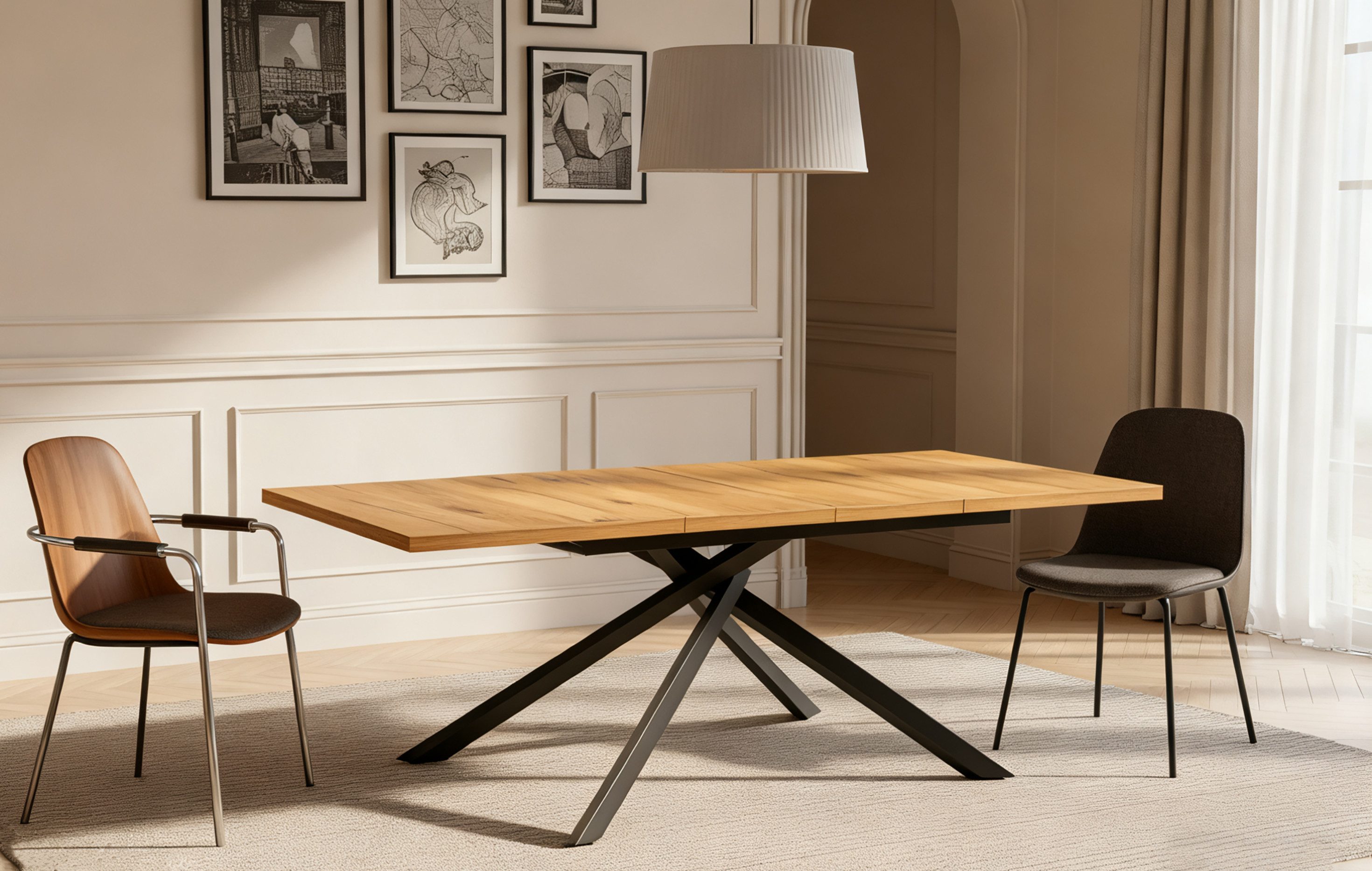 DUBI Möbel Esstisch MALTE, Metallgestell, ausziehbar, 140-180-220cm, 2 Einl günstig online kaufen