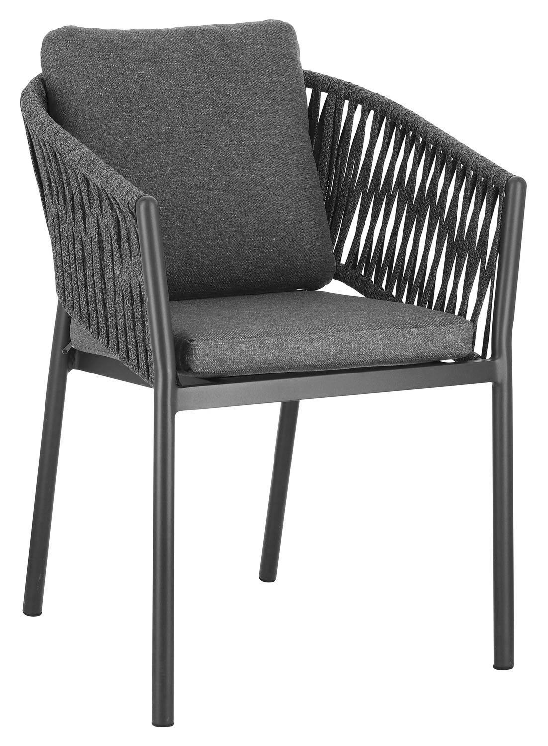 Bizzotto Gartenstuhl FLORENCIA, Dunkelgrau, Aluminium, Tetorongeflecht, (1  St), Stapelbar, mit Sitzkissen | Stühle