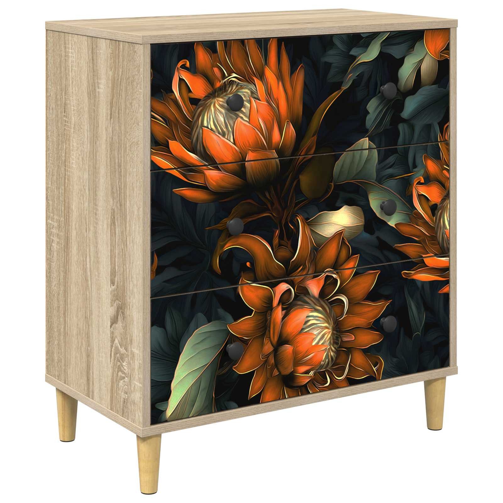 vidaXL Schranksystem Kommode LOCHEM Orangenmuster 66 x 36,5 x 75 cm Holzwerkstoff (1-St)