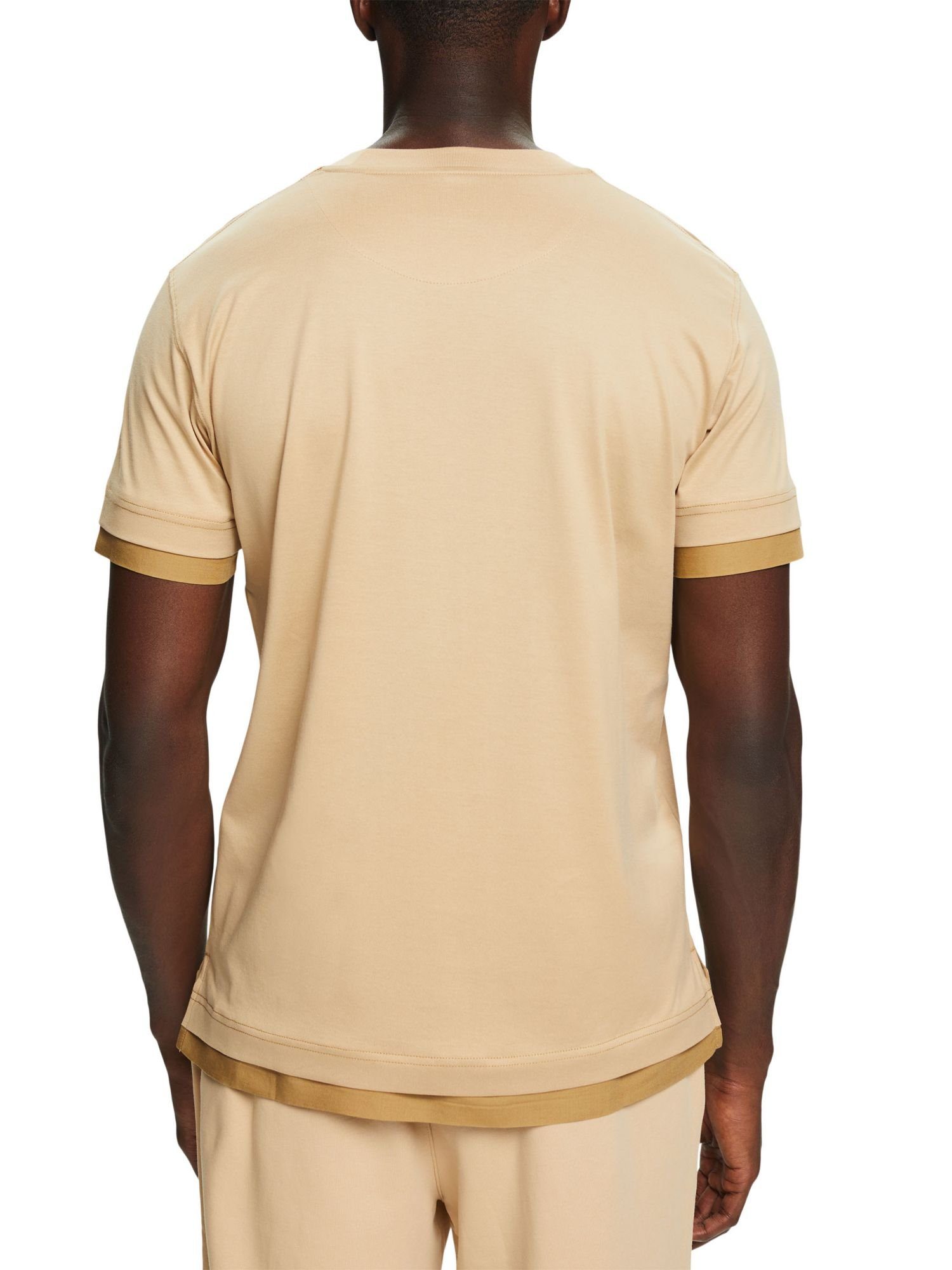 Esprit Collection T-Shirt Rundhals-T-Shirt im Baumwolle % Lagenlook, SAND (1-tlg) 100