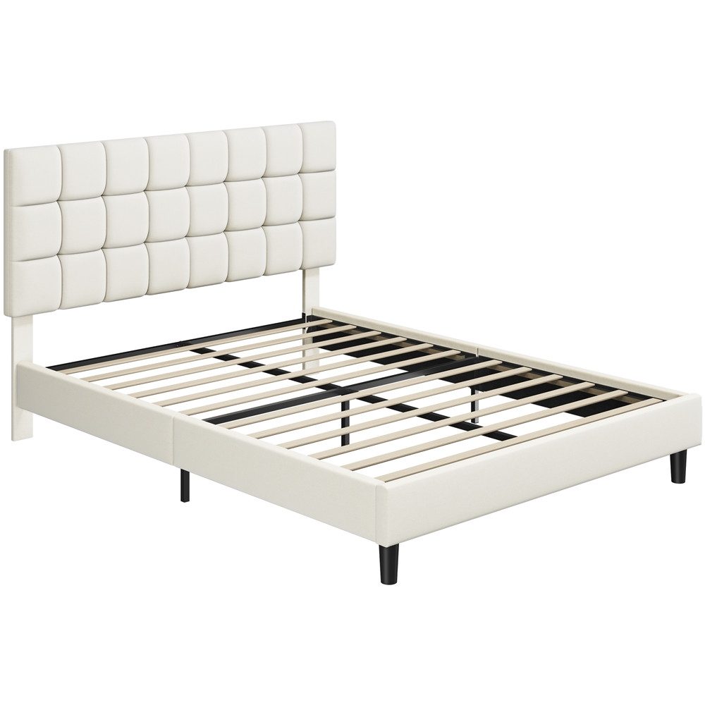 Yaheetech Polsterbett Bettgestell, Doppelbett mit Höhenverstellbarem Kopfte günstig online kaufen